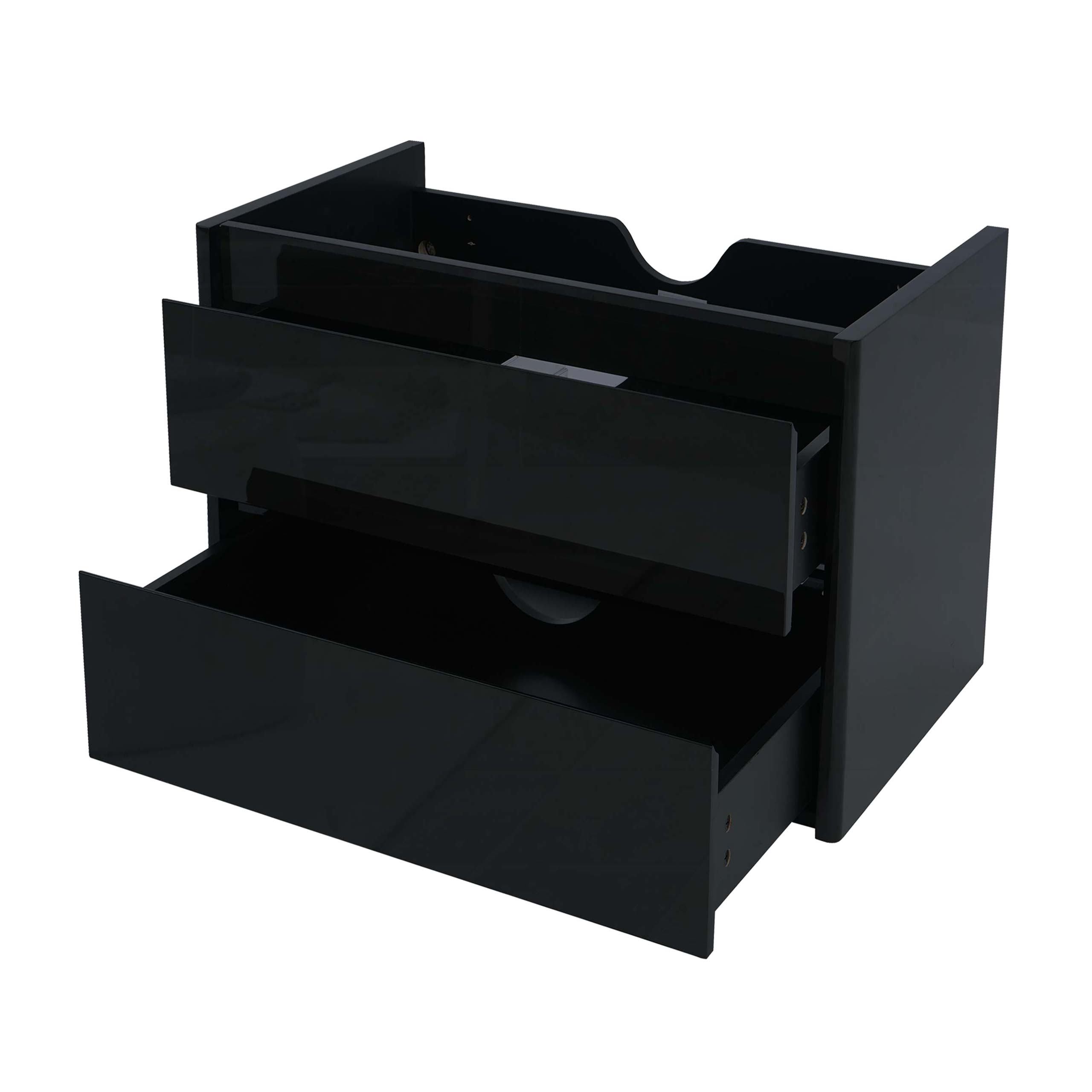 Waschbeckenunterschrank MCW-B19, Waschtischunterschrank Waschtisch Badezimmer, hochglanz Soft-Close 50x60cm ~ schwarz - Bild 1