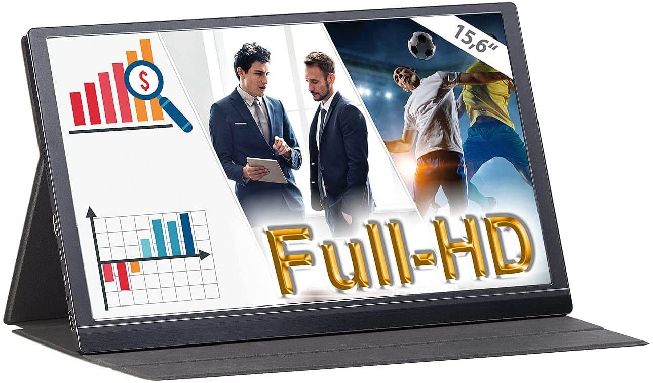 Auvisio EZM-210 (ZX-5076-675) + WLAN-Stick Tragbarer Monitor Mobiler Full-HD-IPS-Monitor, 39,6 cm 15.6" - Bild 1