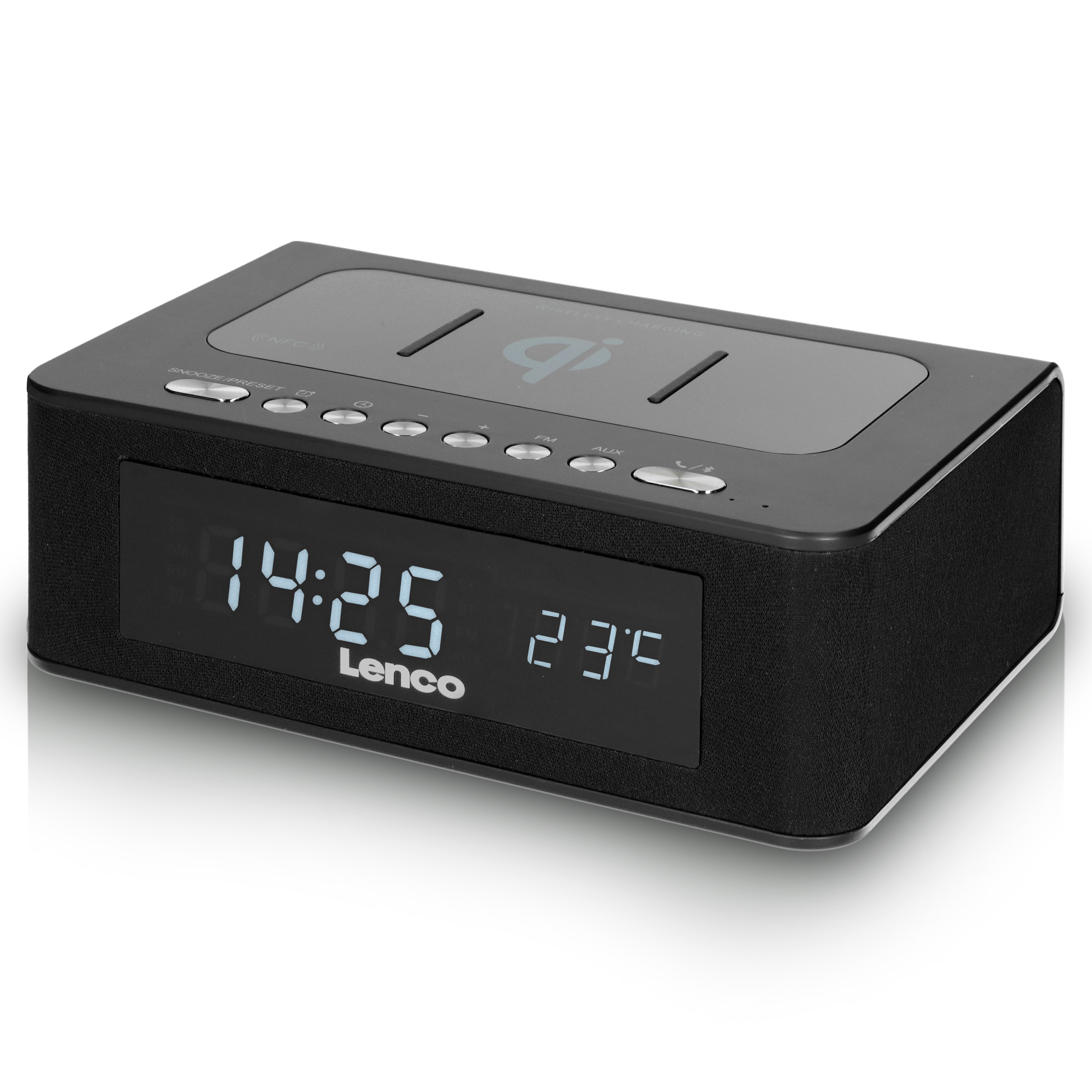 Lenco CR-580BK - Stereo FM-Radiowecker Bluetooth, USB und drahtloses QI-Ladeger&auml;t - Schwarz - Bild 1