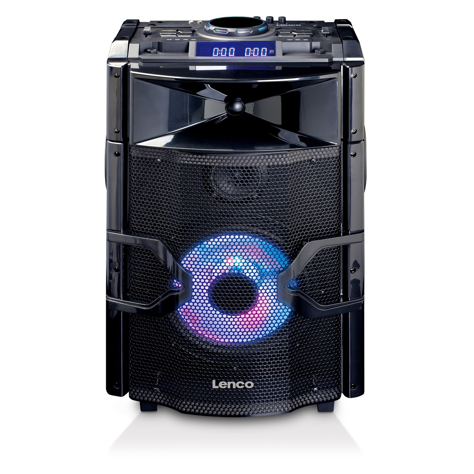 Lenco PMX-250 – Leistungsstarker Party-Lautsprecher mit DJ- und Mixfunktion – 200 Watt RMS – Bluetooth – Integrierter Akku – Partylichter – Schwarz | 08711902036203