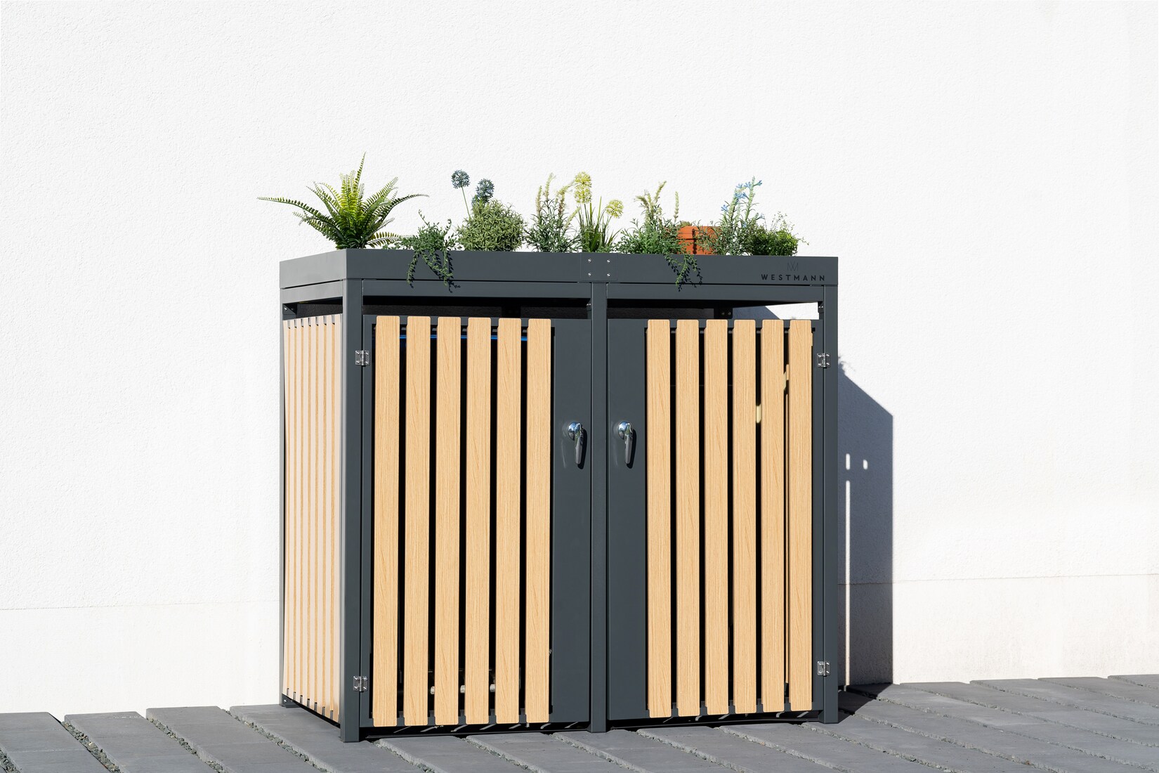 Mülltonnenbox und Gerätebox  inkl. Pflanzkastendach versch. Ausführungen