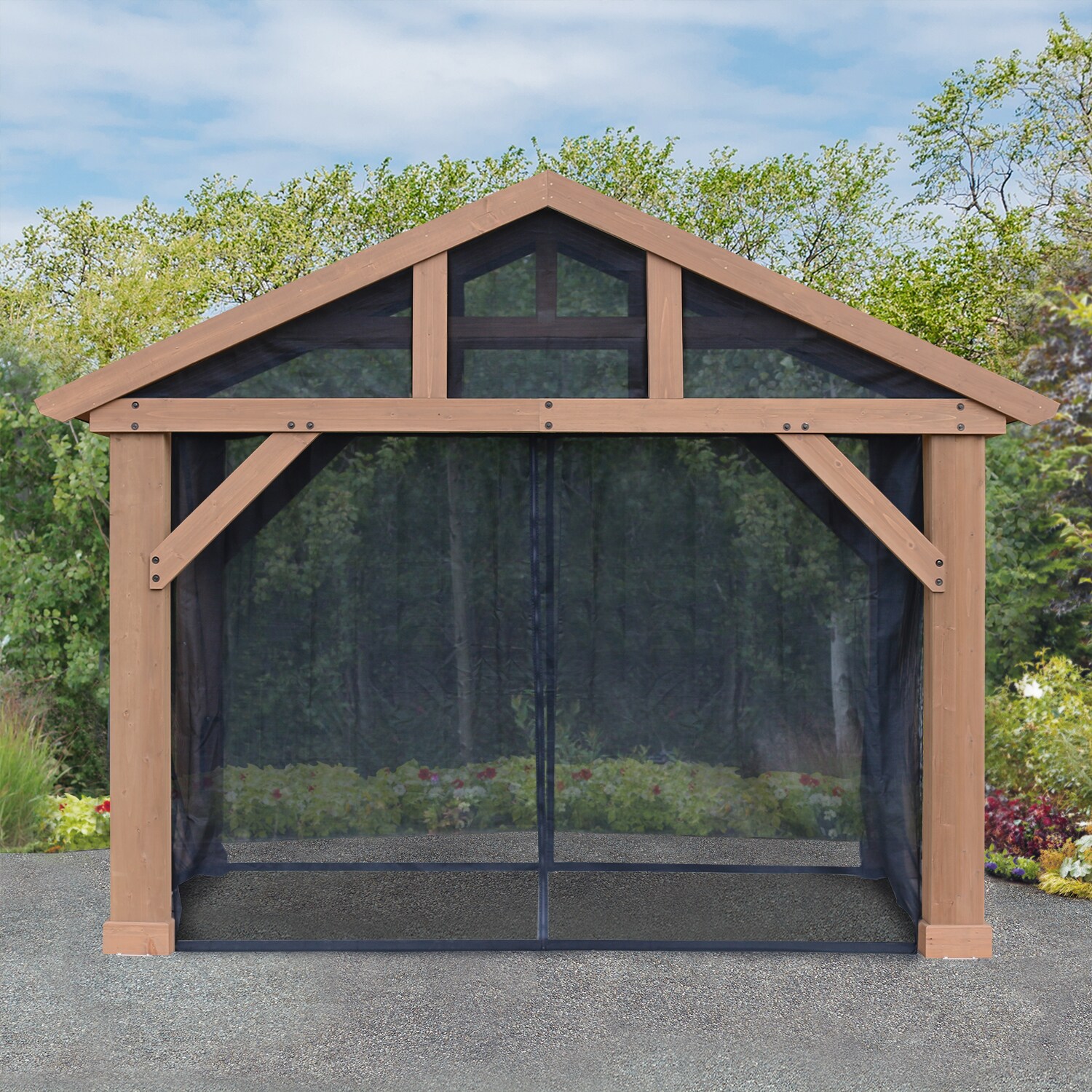 Holz Pavillon Devon  Moskitonetz schwarz - versch. Ausführungen