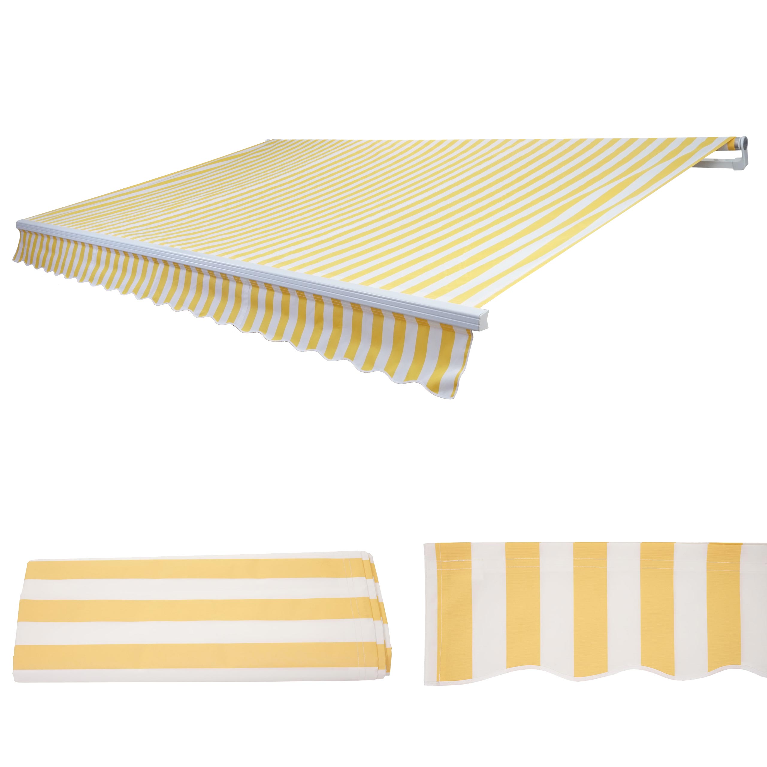Ersatz-Bezug f&uuml;r Markise H790, Gelenkarmmarkise Ersatzbezug Sonnenschutz, 4x3m ~ Acryl gelb-wei&szlig; - Bild 1