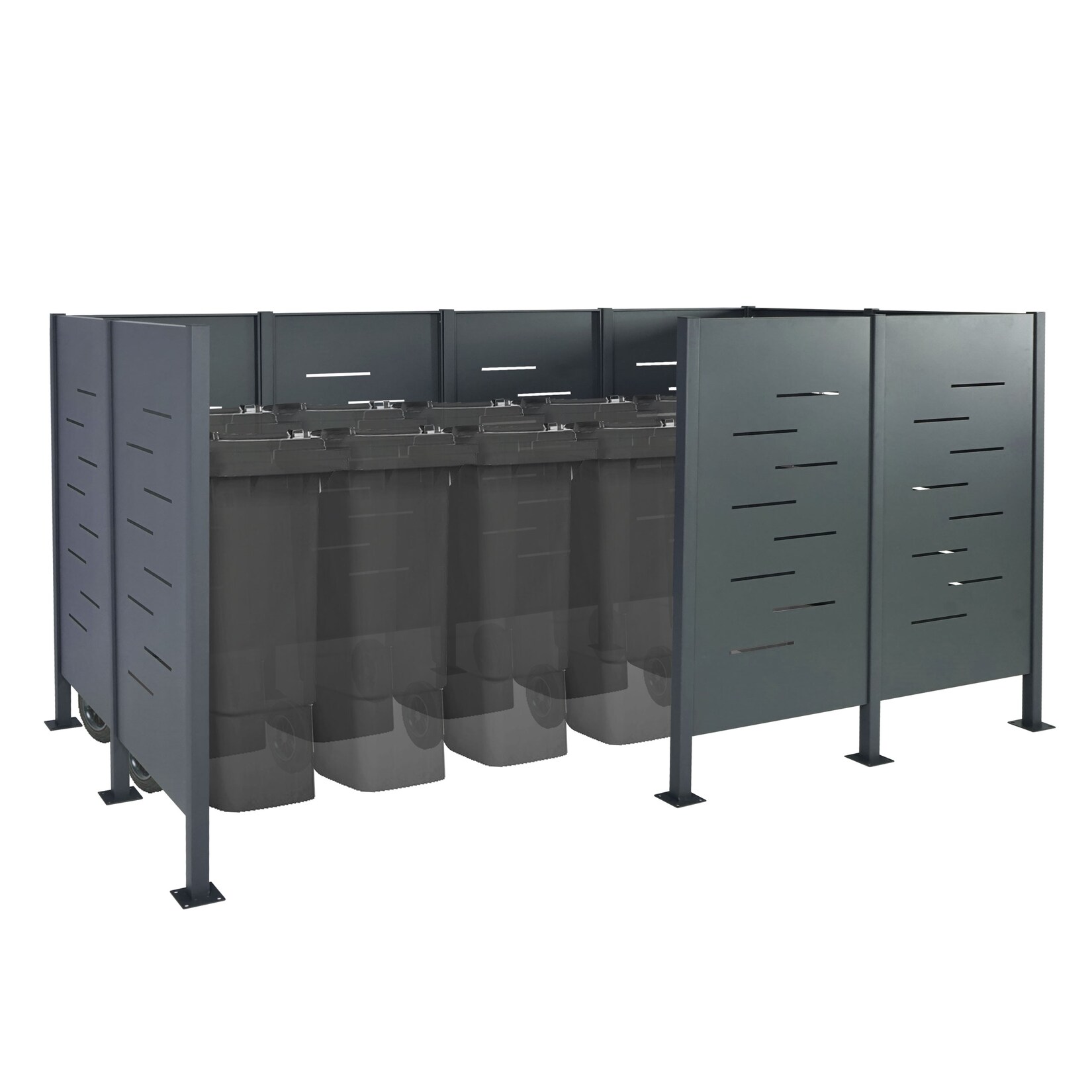 Mülltonnen-Zaun MCW-J55, Mülltonnenverkleidung Mülltonnenaufbewahrung, 151x326x166 Metall ~ anthrazit | 04057651538129