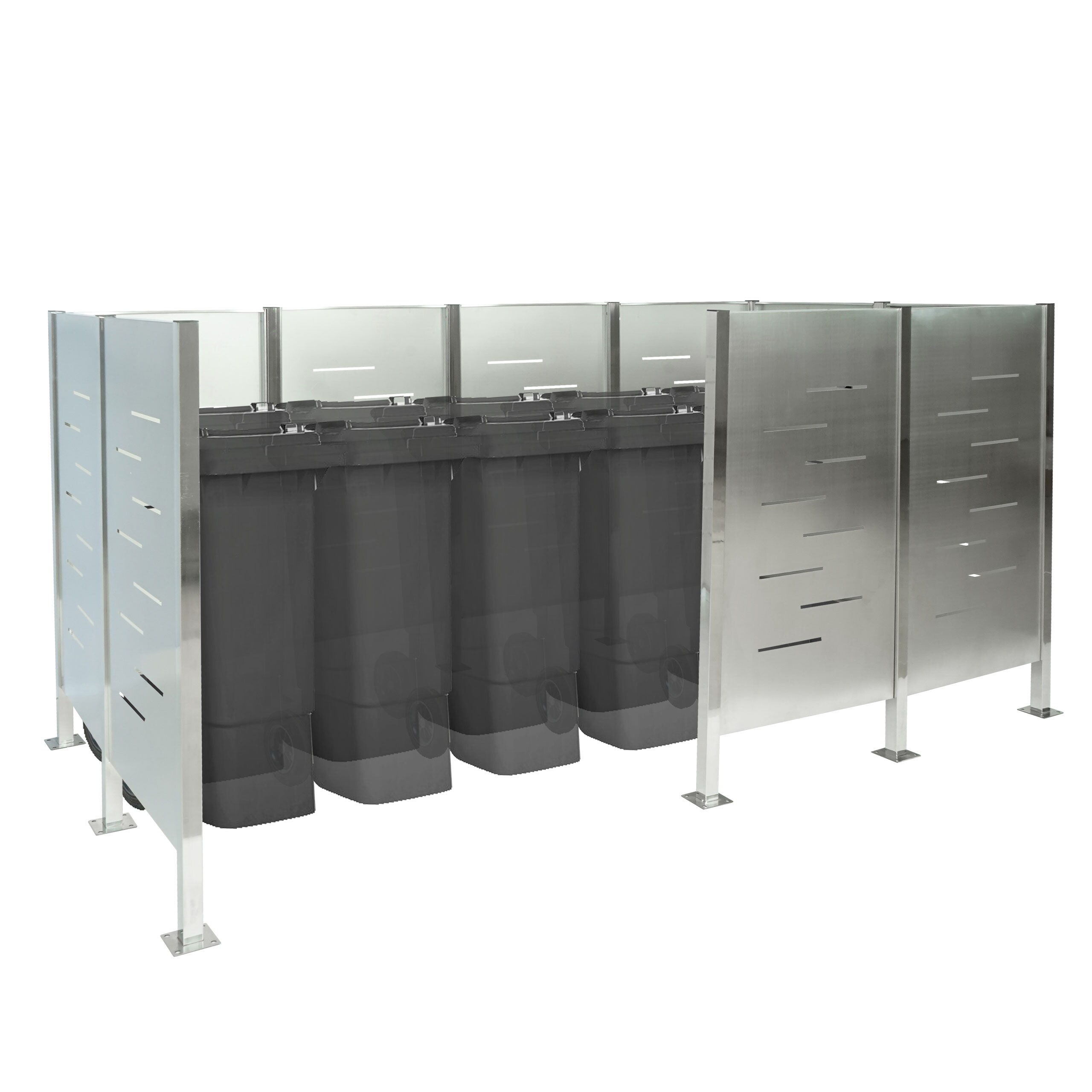 M&uuml;lltonnen-Zaun MCW-J55, M&uuml;lltonnenverkleidung M&uuml;lltonnenaufbewahrung, 151x326x166 Metall ~ Edelstahl - Bild 1