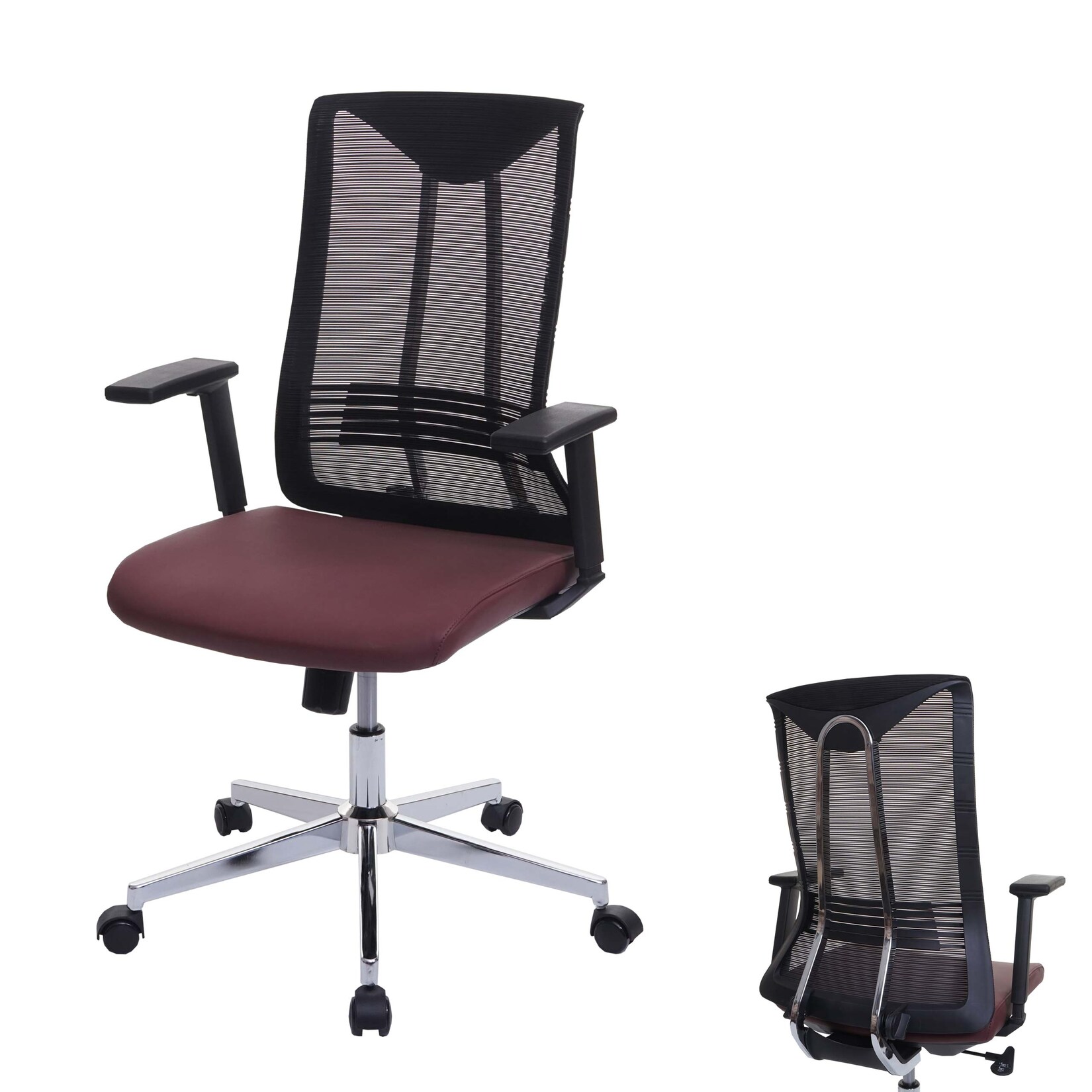 Bürostuhl MCW-J53, Drehstuhl Schreibtischstuhl, ergonomisch Kunstleder ~ bordeaux-rot