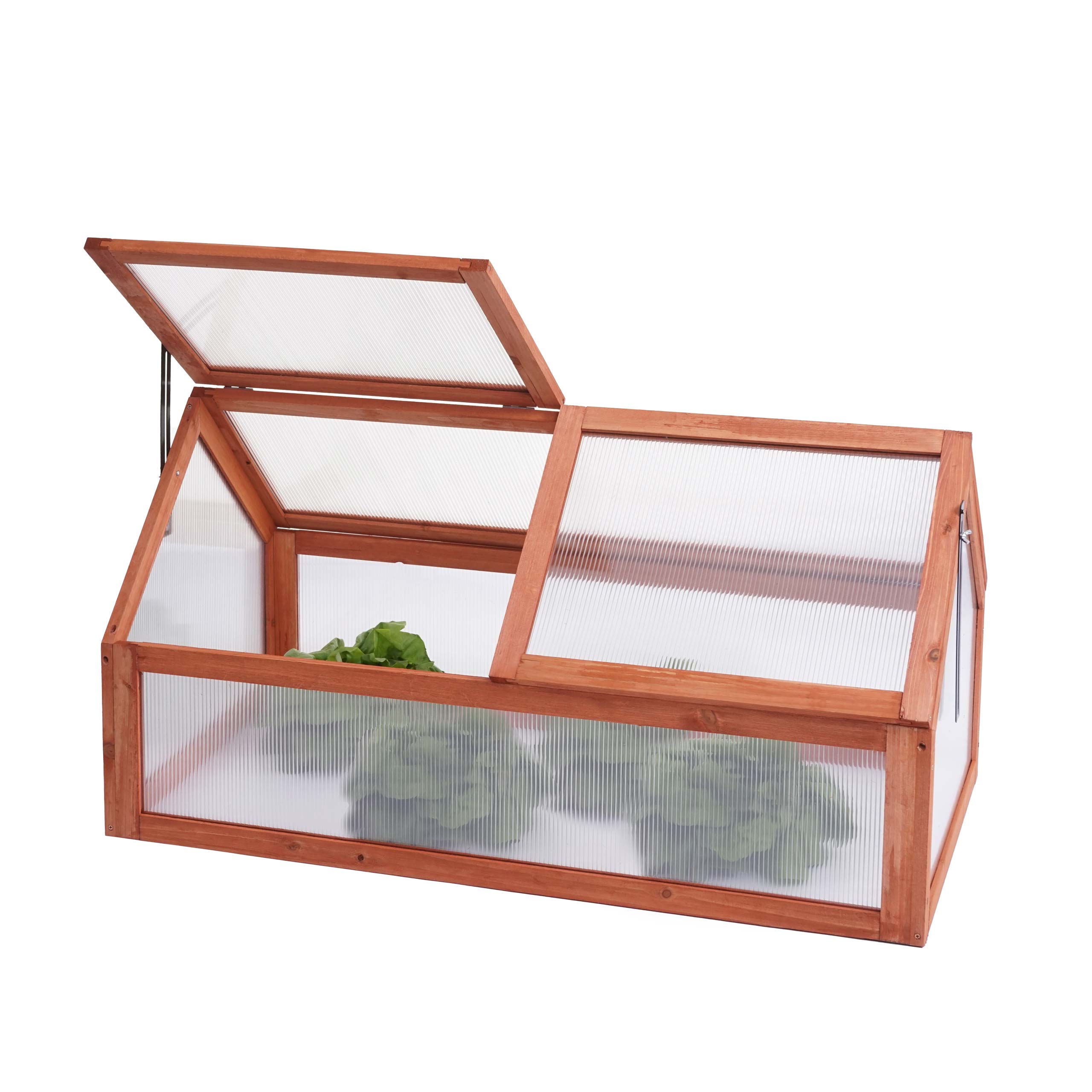 Fr&uuml;hbeet MCW-J45, Gew&auml;chshaus Treibhaus Pflanzbeet, MVG zertifiziert Holz stufenlos verstellbar 108x57x54cm ~ braun - Bild 1