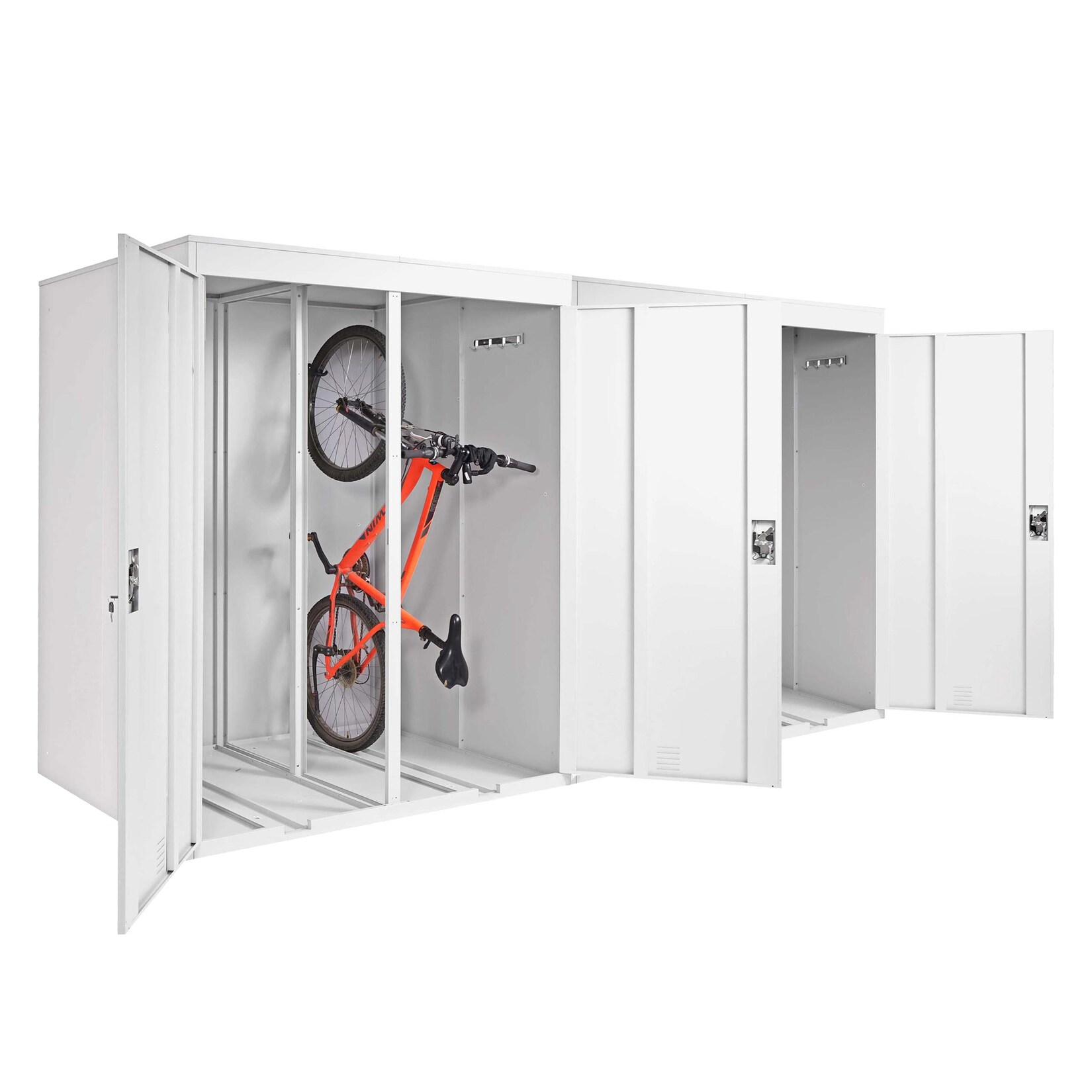 4er-Fahrradgarage MCW-H66, Fahrradbox Gerätehaus Fahrradunterstand, erweiterbar abschließbar Metall ~ hellgrau | 04057651395913