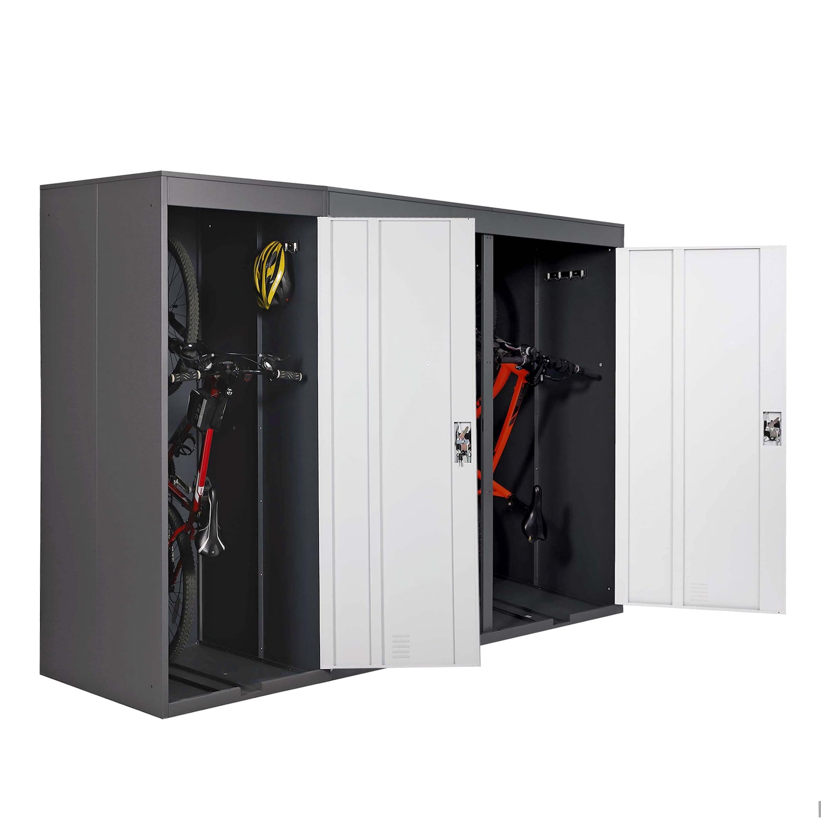 3er-Fahrradgarage MCW-H66, Fahrradbox Gerätehaus Fahrradunterstand, erweiterbar abschließbar Metall ~ anthrazit-hellgrau