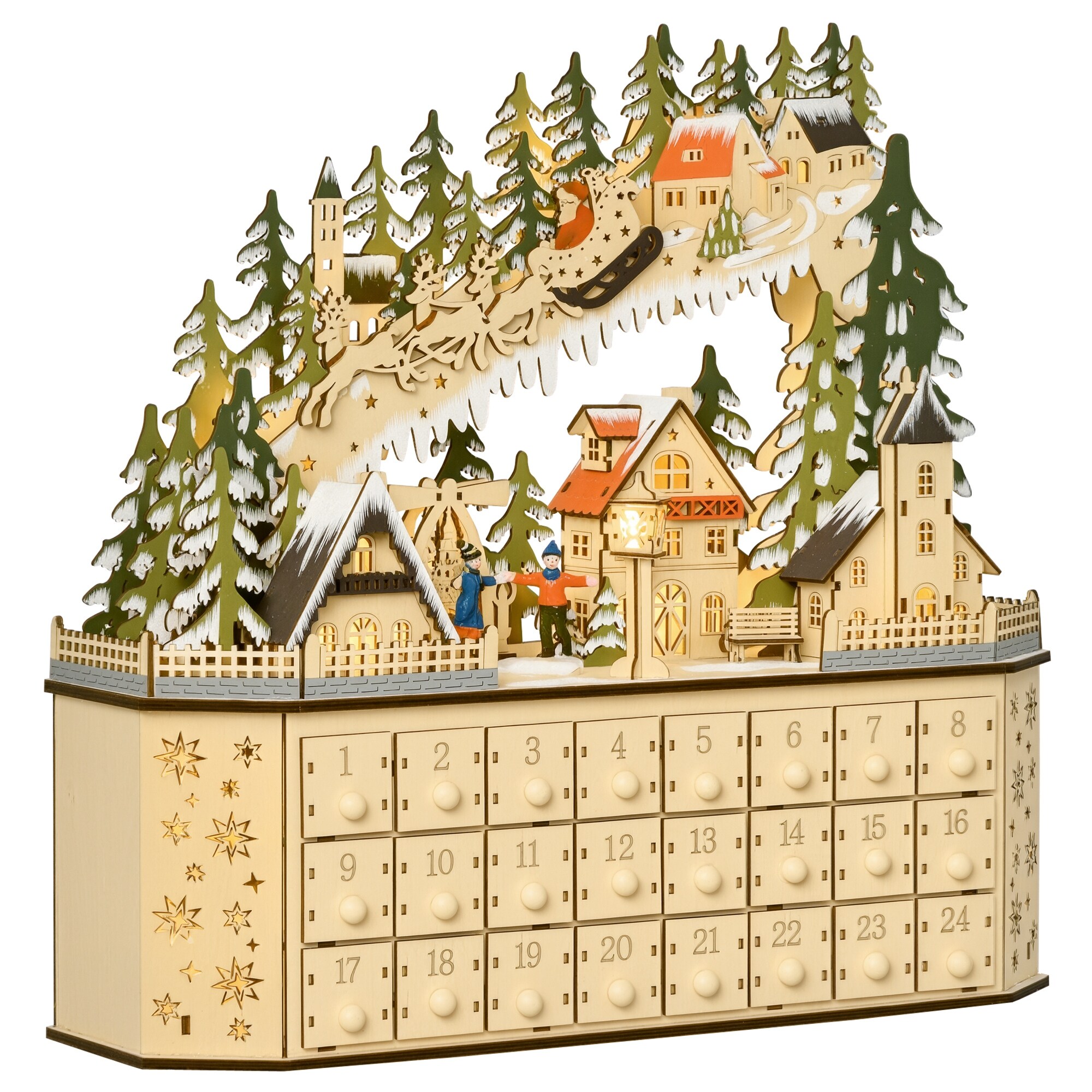 HOMCOM Weihnachts-Adventskalender MDF-Platte - Bild 1