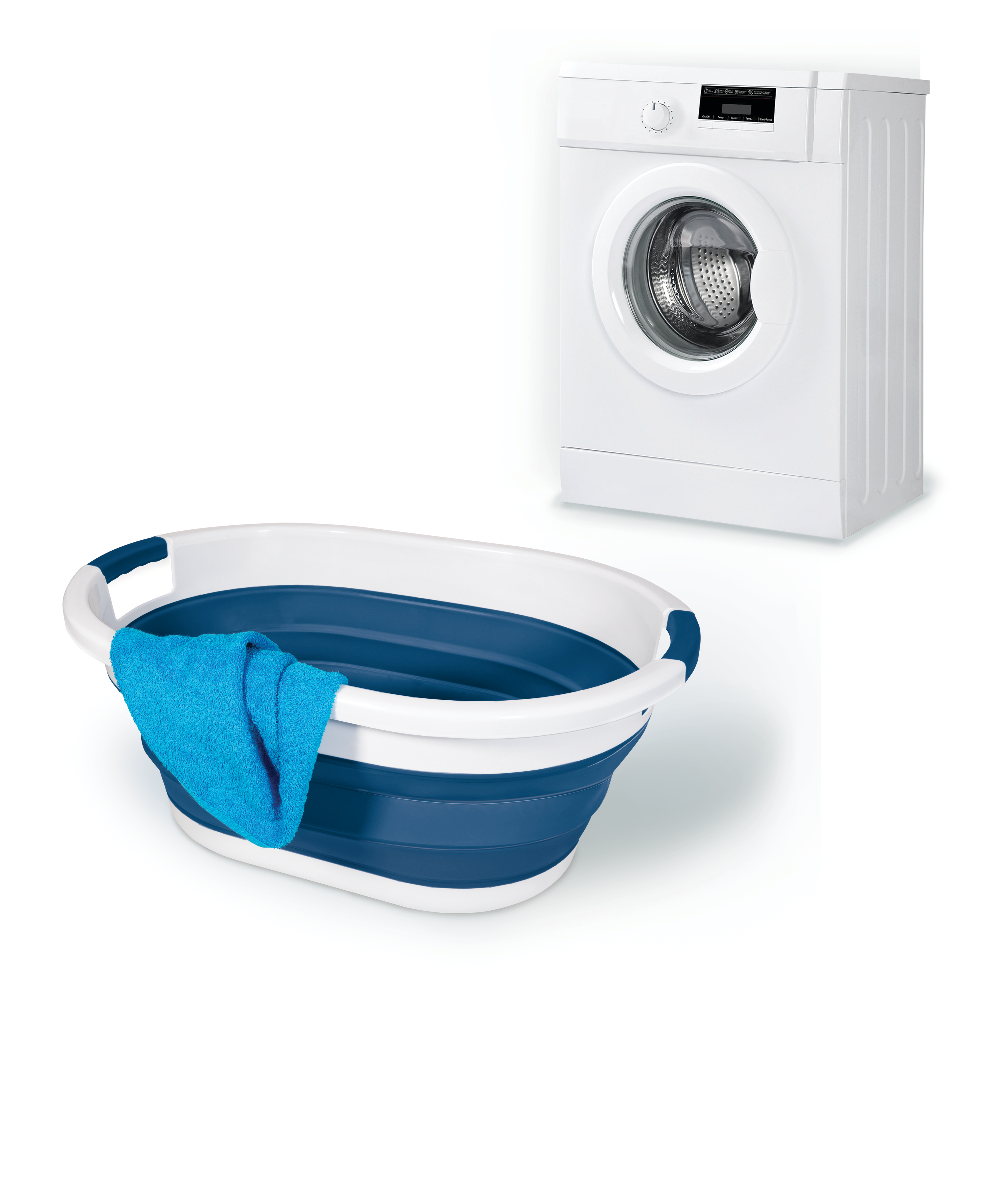 Priva W&auml;schekorb faltbar blau, versch. Ausf&uuml;hrungen - Bild 1