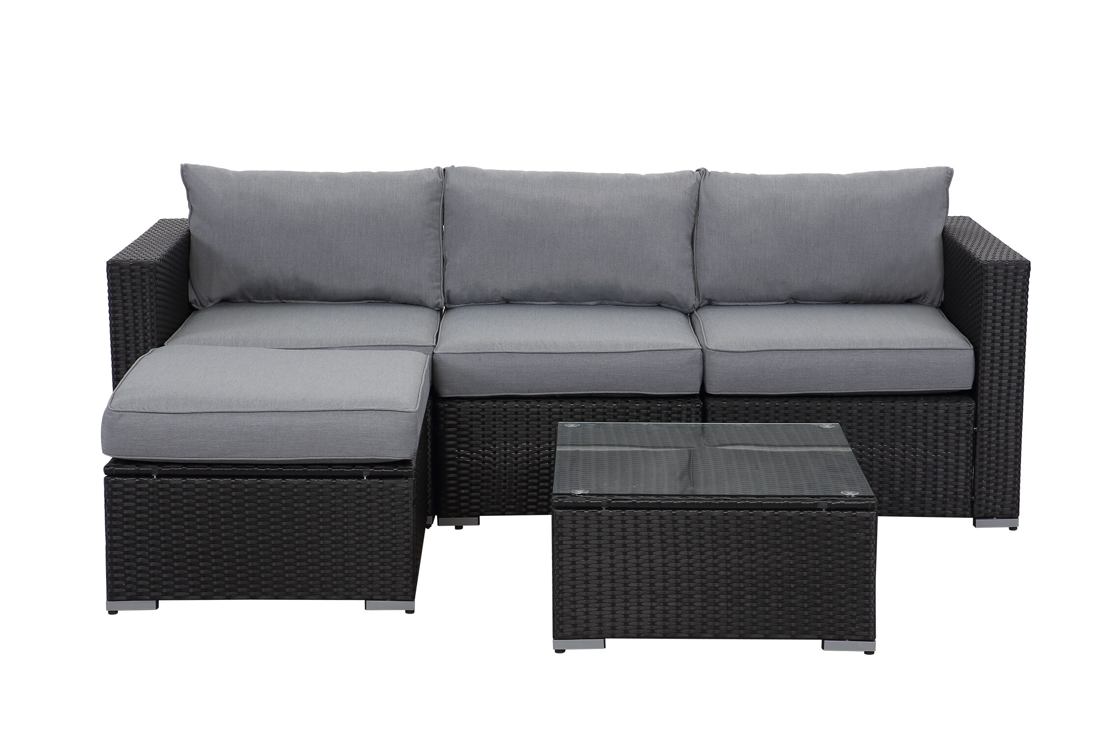 4-Sitzer Lounge Set Polyrattan Essgruppe mit Sessel Viereckigem Tisch inkl. Kissen - Bild 1