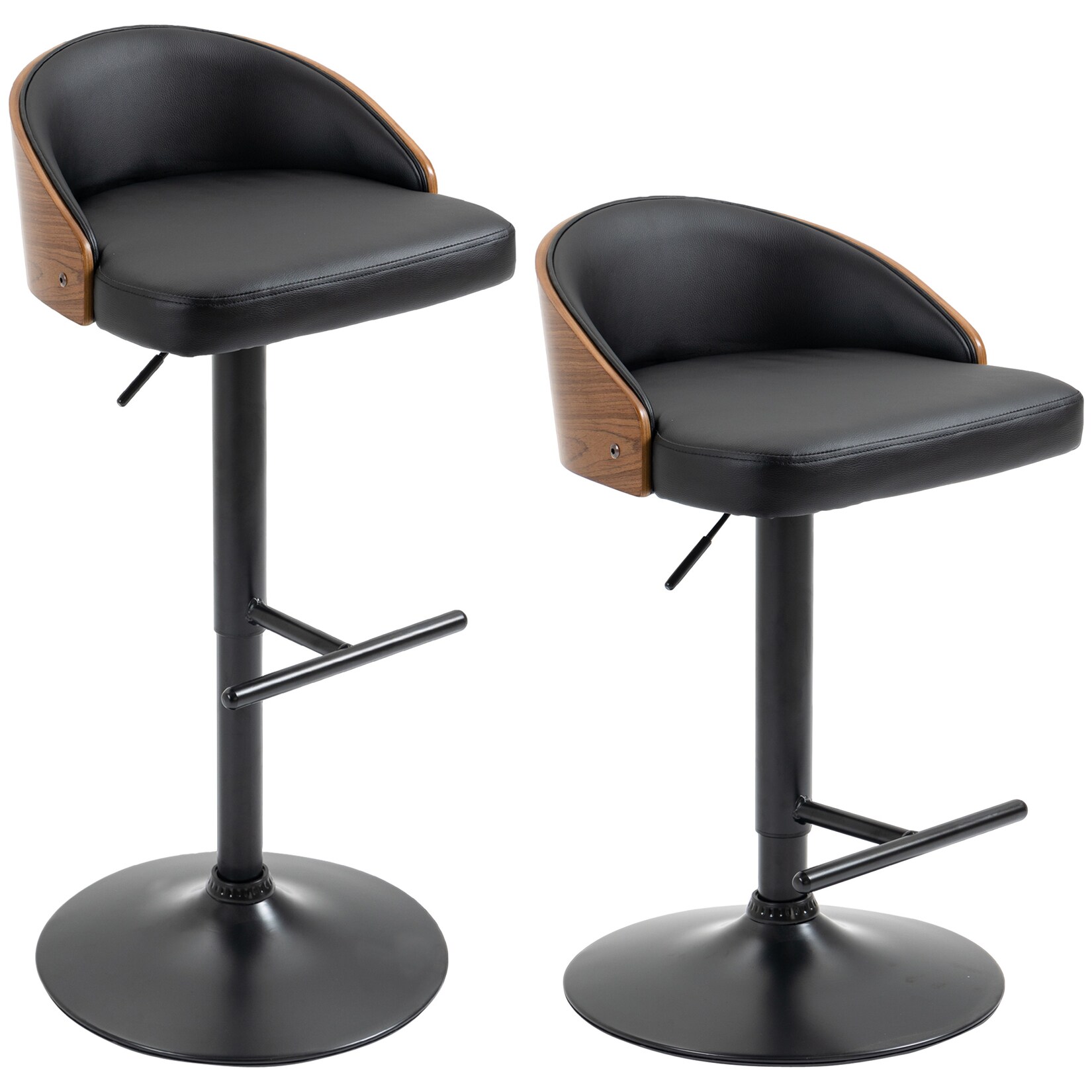 HOMCOM Barhocker Kunstleder, Schaumstoff, Stahl, Massivholz | 04251774934602