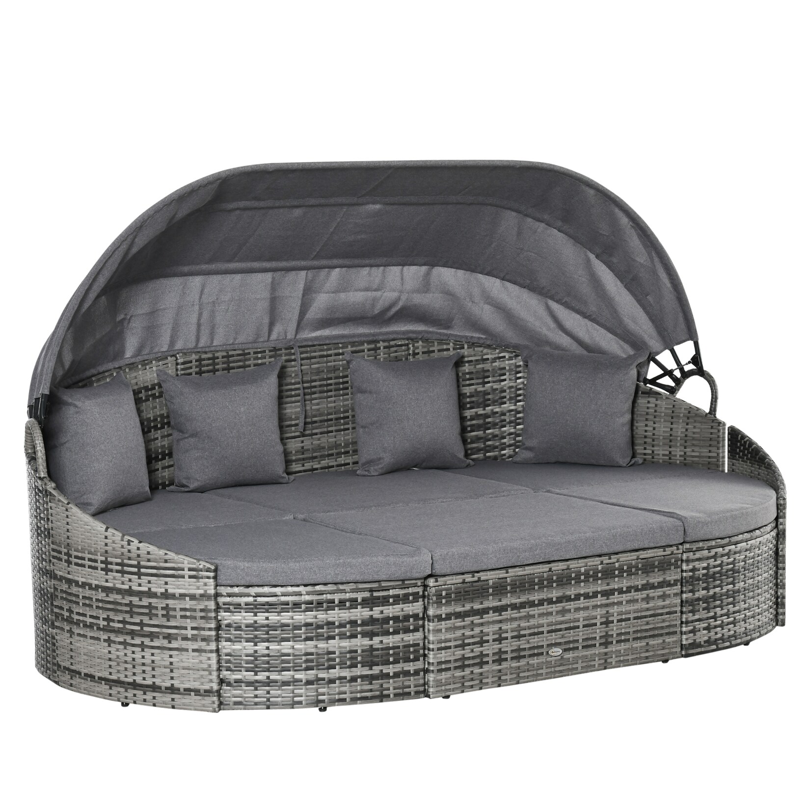 Gartenliege Metall, PE-Rattan, Polyester