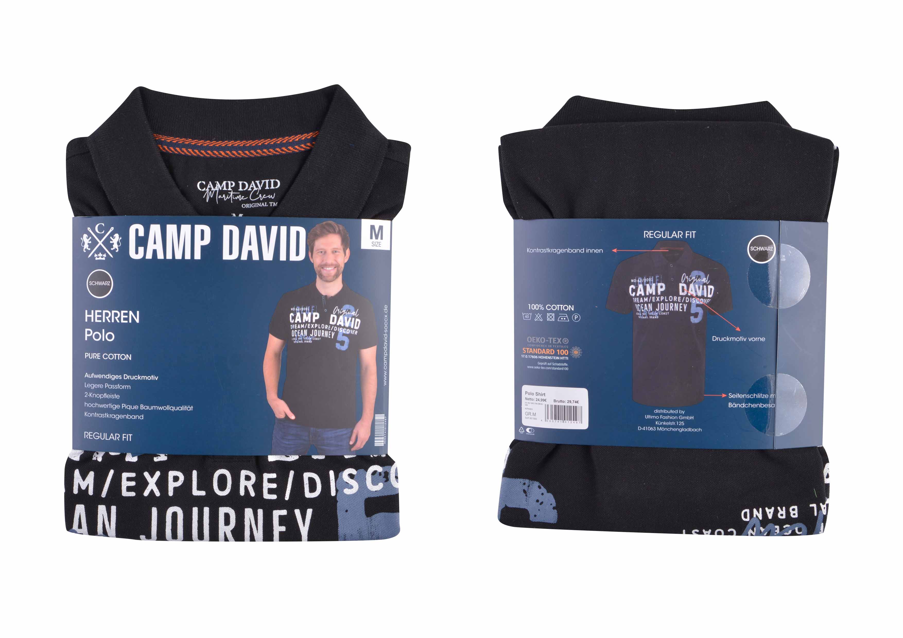 Camp David Herren T-Shirt - schwarz, Gr. M - versch. Farben und Gr&ouml;&szlig;en - Bild 1