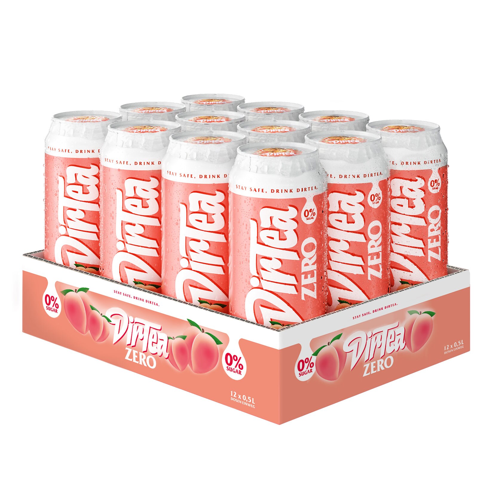 Dirtea Zero Eistee Wet Peach 0,5 Liter, 12er Pack - Bild 1
