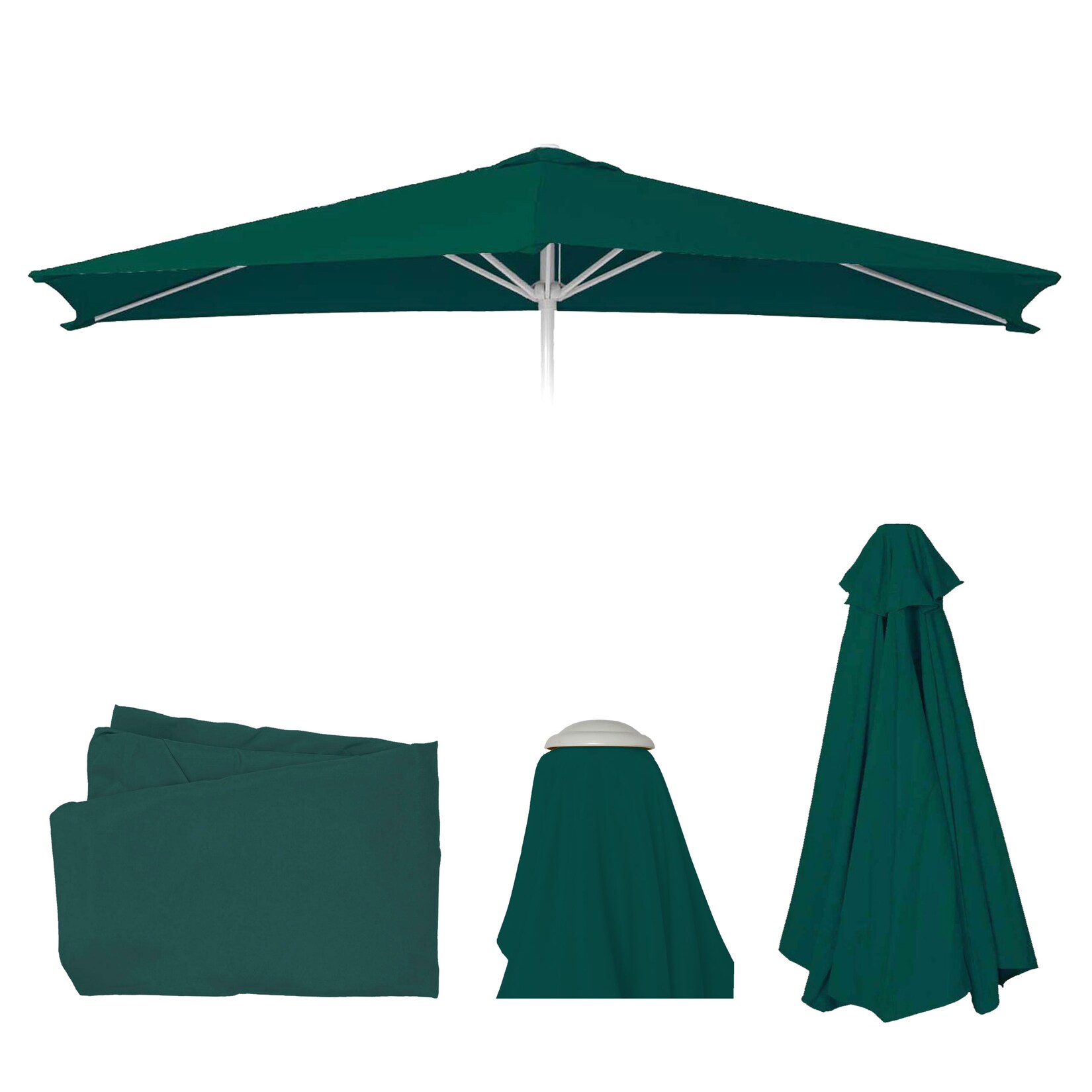 Ersatz-Bezug für Sonnenschirm Castellammare, Sonnenschirmbezug Ersatzbezug, 2x3m rechteckig Stoff/Textil 4,5kg UV-Schutz 50+ ~ grün | 04057651911595
