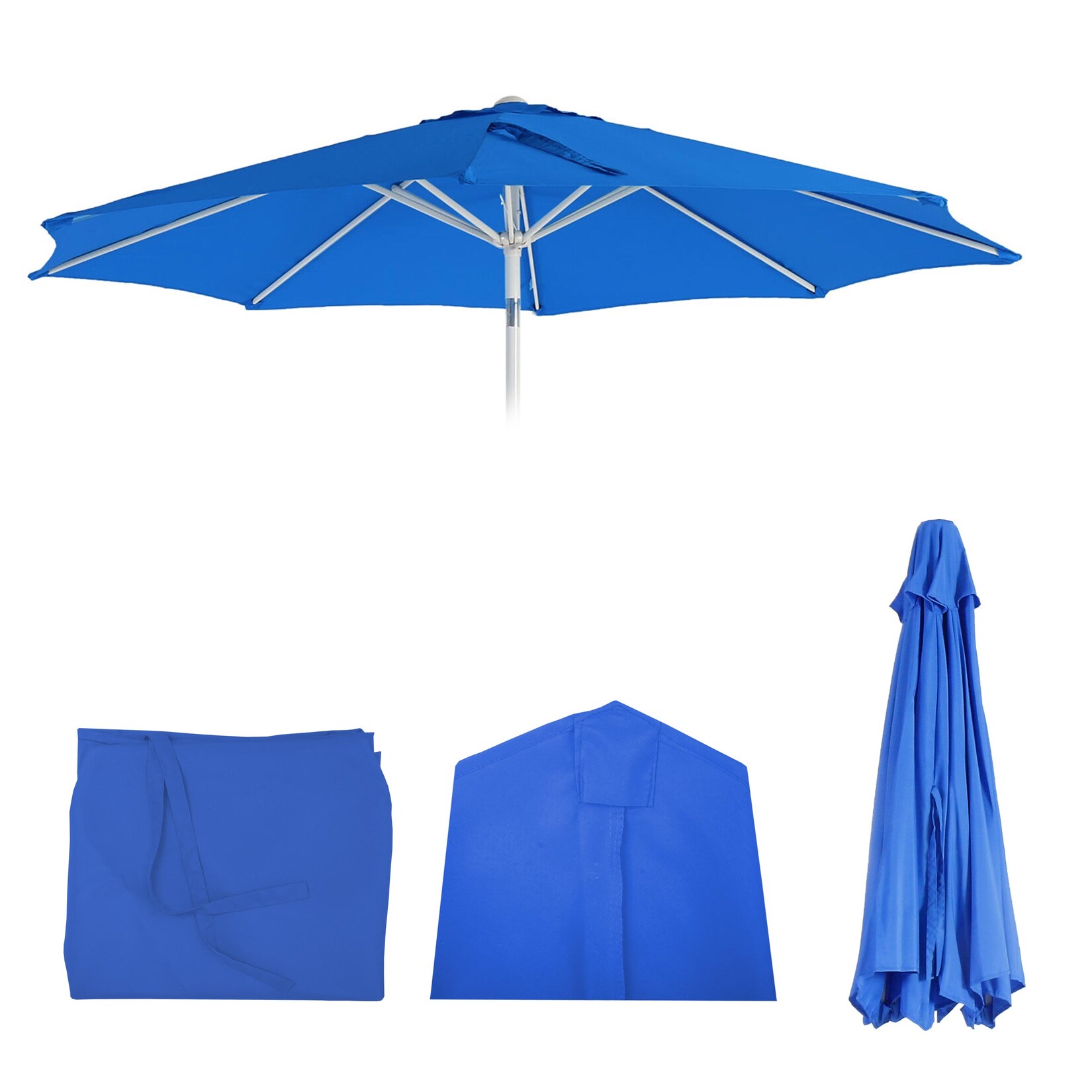 Ersatz-Bezug für Sonnenschirm Asti, Sonnenschirmbezug Ersatzbezug, Ø 3m Stoff/Textil ~ blau