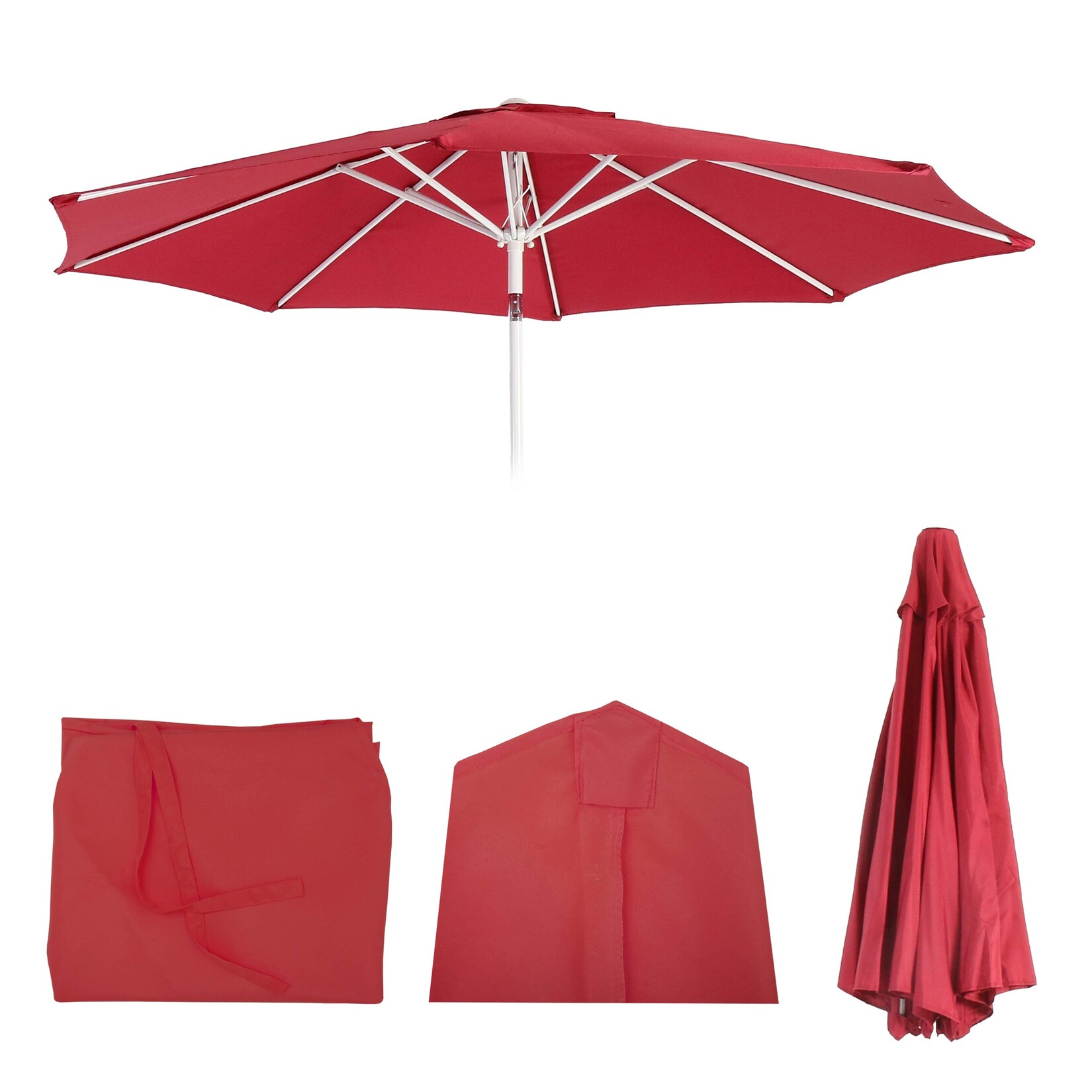 Ersatz-Bezug für Sonnenschirm Asti, Sonnenschirmbezug Ersatzbezug, Ø 3m Stoff/Textil ~ rot