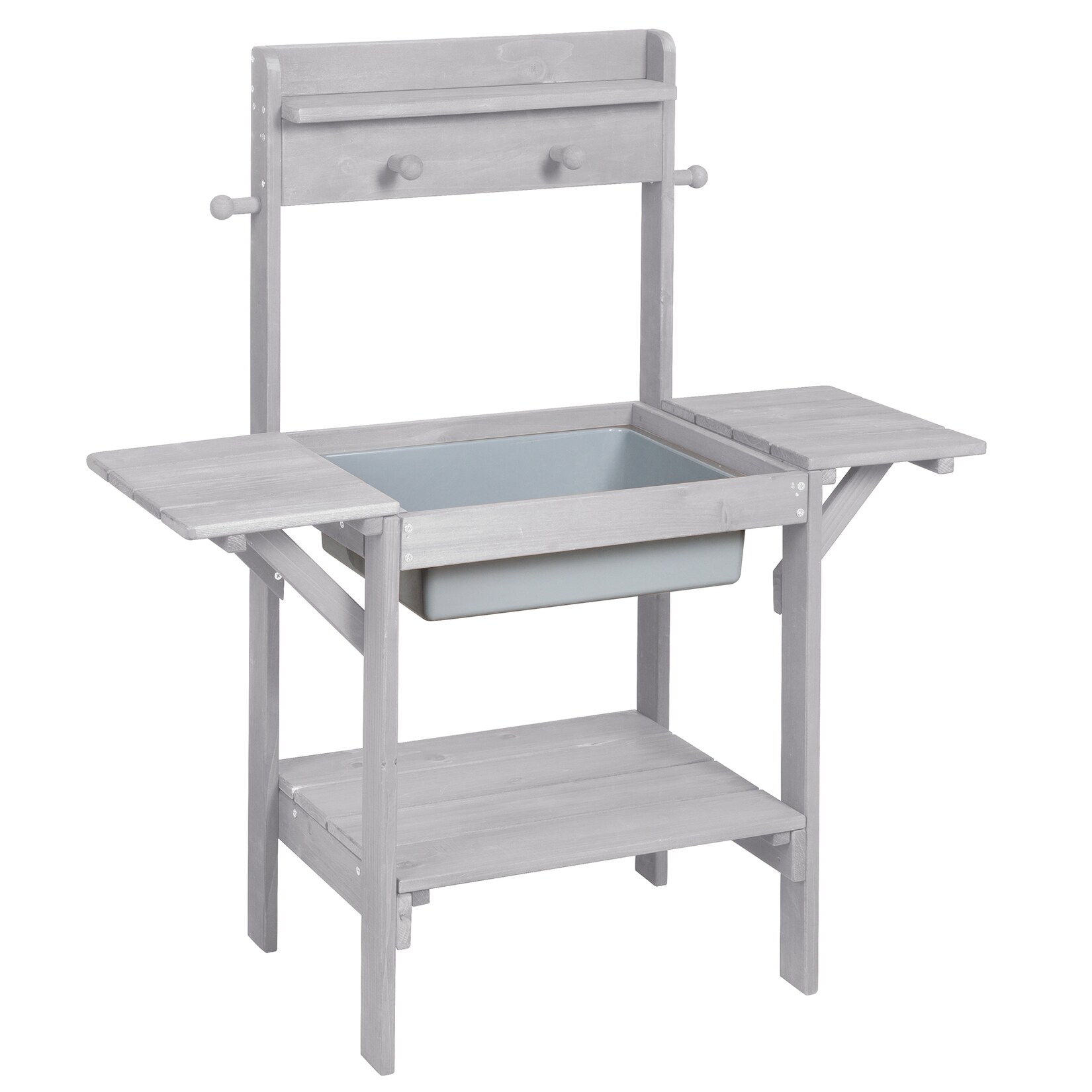 Matschküche ‚Midi‘ – Kinder-Gartenküche für Wasser & Sand, wetterfestes Massivholz grau | 04005317319230