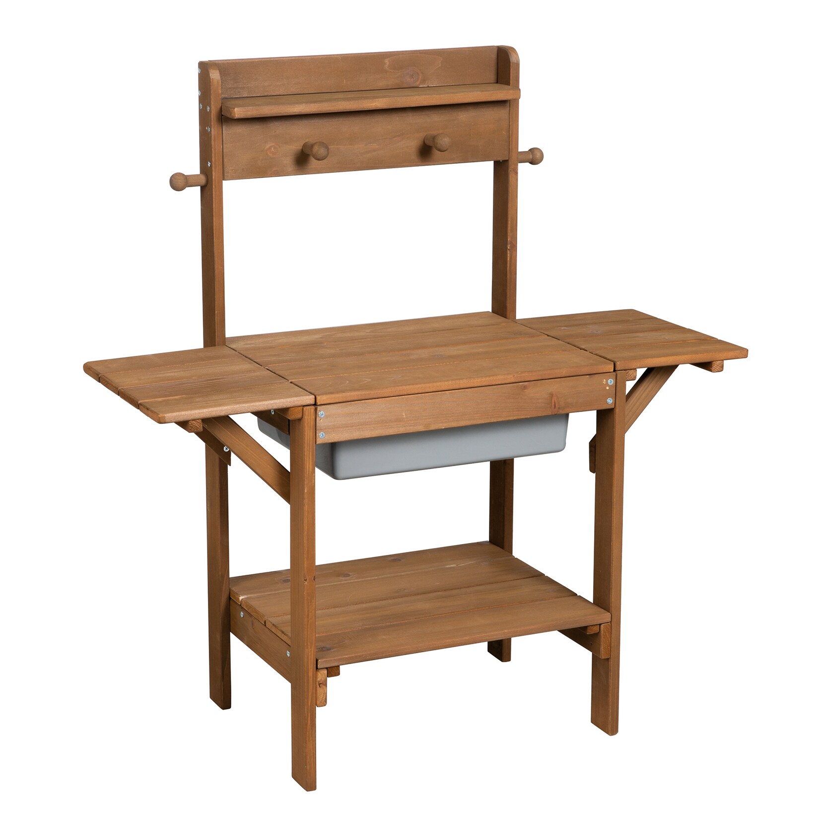 Matschküche ‚Midi‘ – Kinder-Gartenküche für Wasser & Sand, wetterfestes Massivholz teakfarben | 04005317319247