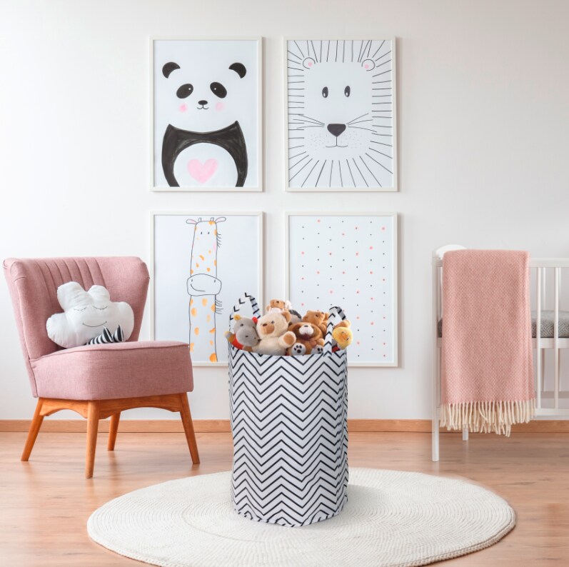 Textiler Aufbewahrungskorb 75 L wei&szlig; mit schwarzen Strichen / versch. Ausf&uuml;hrungen - Bild 1