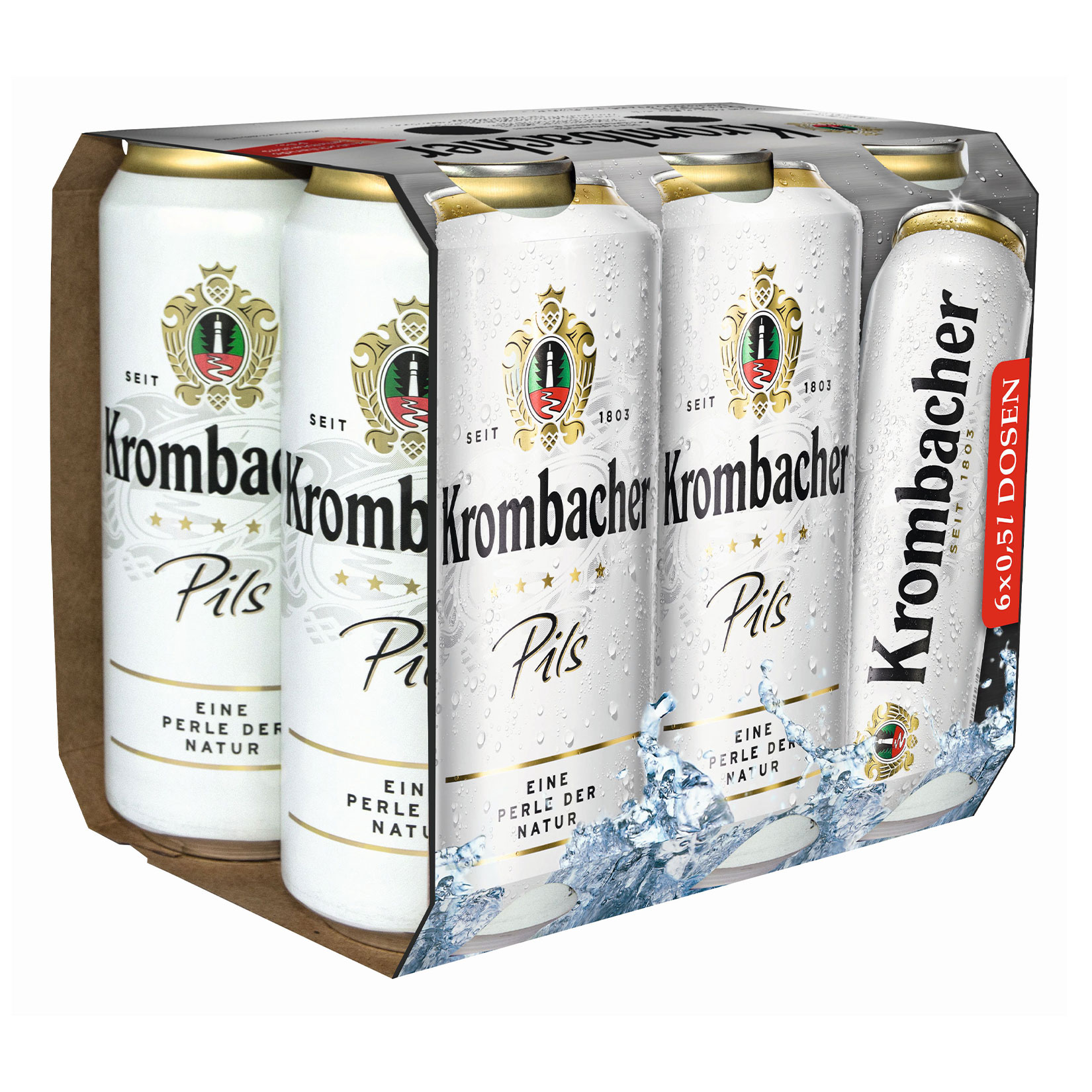 Krombacher Pils 4,8 % vol 0,5 Liter Dose, 6er Pack - Bild 1