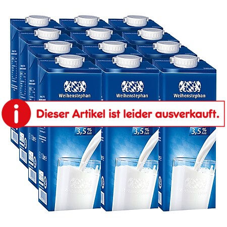 Weihenstephan H-Milch 3,5% 1 Liter, 12er Pack - Bild 1