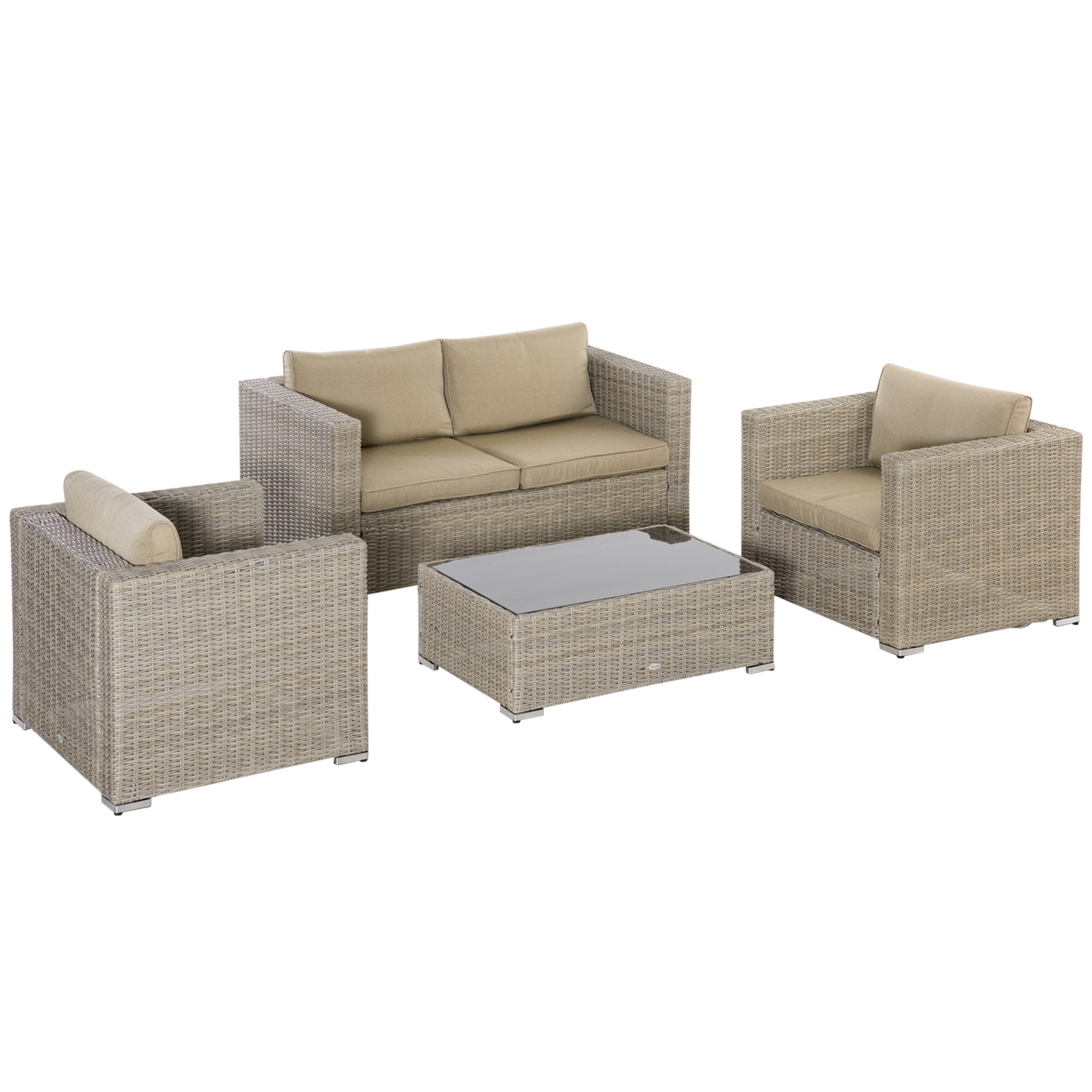 Outsunny Gartenm&ouml;bel Set Stahl, PE-Rattan, Polyester - Bild 1