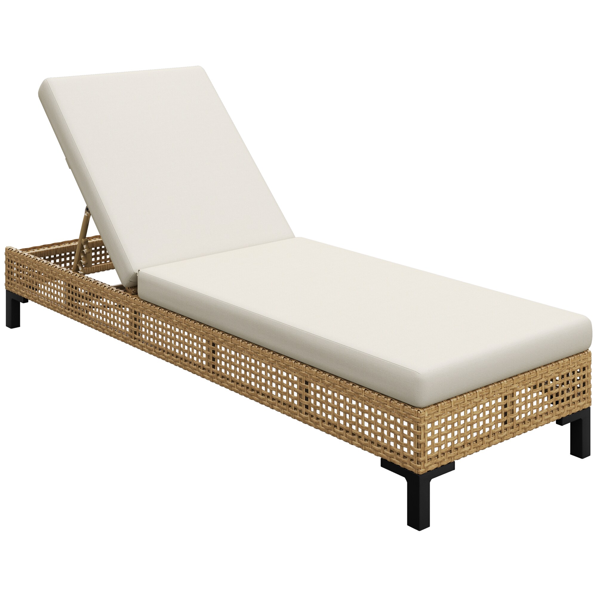 Outsunny Gartenliege Stahl, PE-Rattan, Polyester - Bild 1