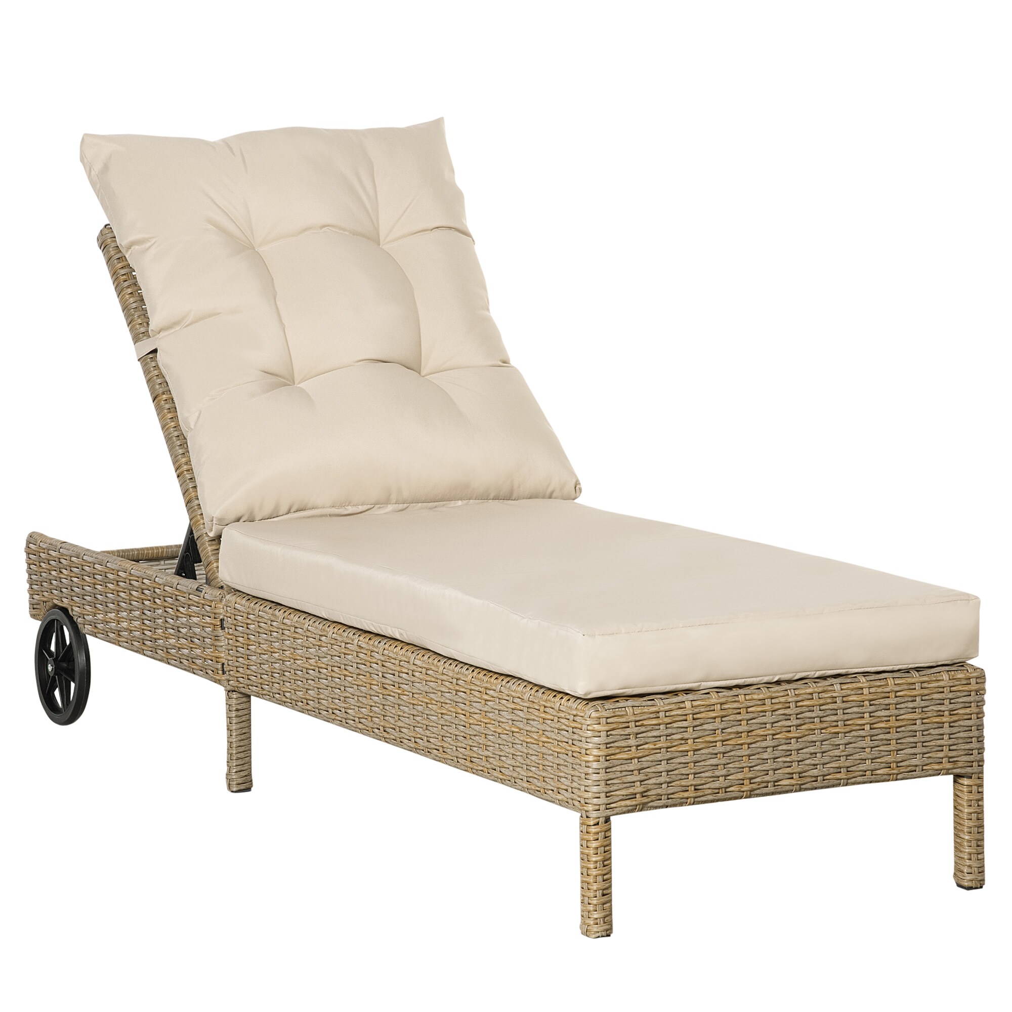 Outsunny Gartenliege Aluminum, PE Rattan, Polyester - Bild 1
