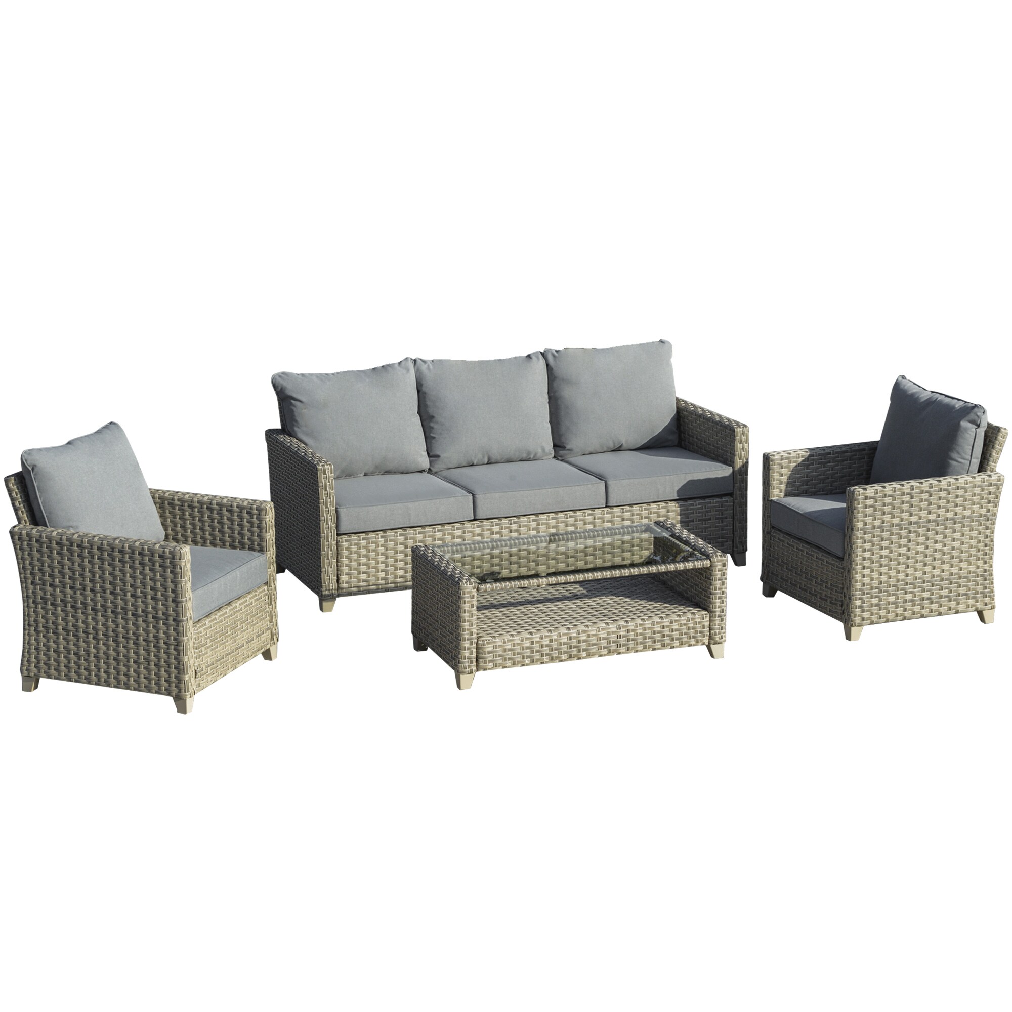 Outsunny Gartenm&ouml;bel Set Aluminium, PE Rattan, Polyester - Bild 1