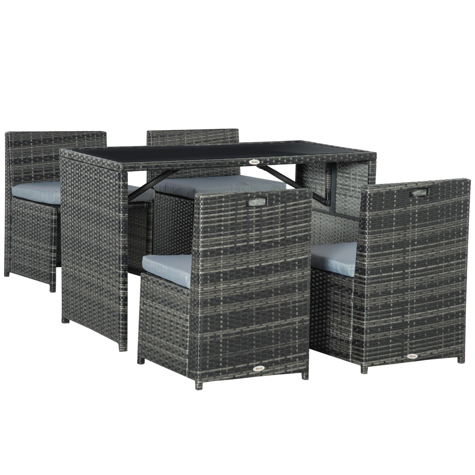 Outsunny Gartenmöbel Set Stahl, PE Polyrattan, Polyester | 04251774951463
