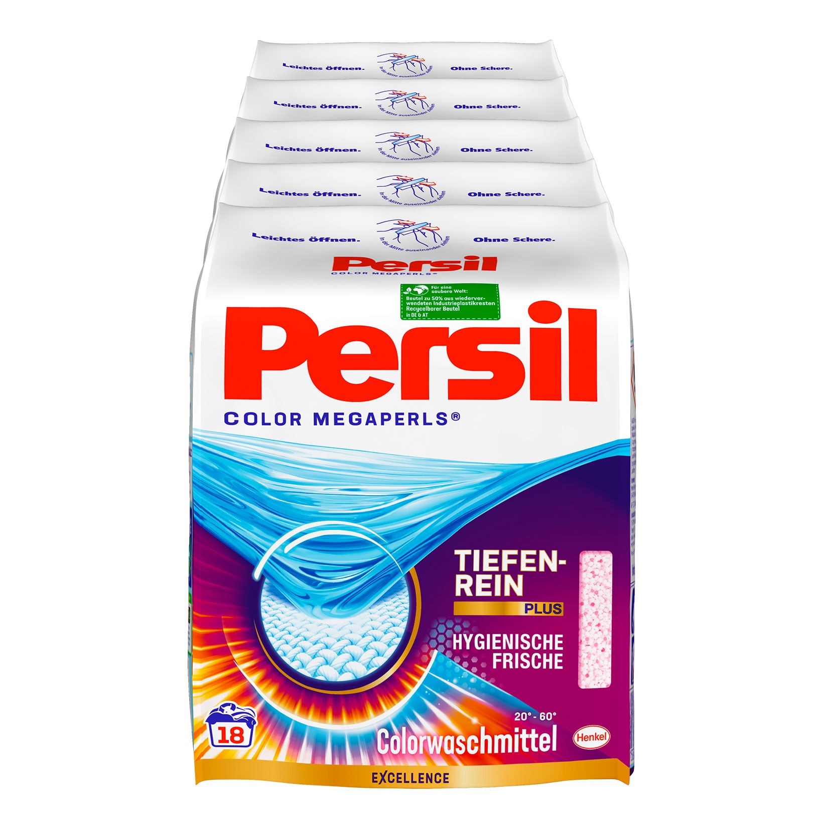 Persil Colorwaschmittel Megaperls 18 WL, 5er Pack - Bild 1