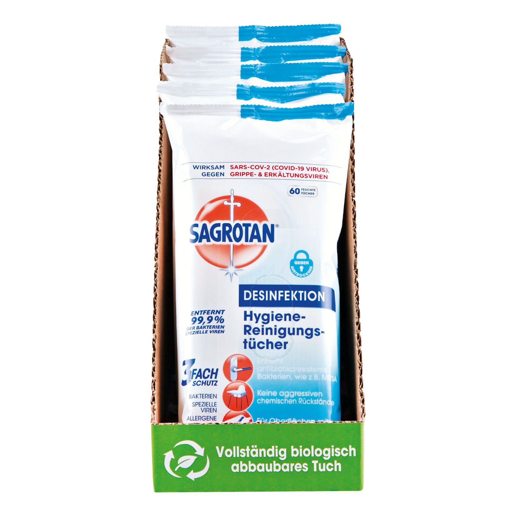 Sagrotan Hygiene Reinigungstücher 60 Stück, 5er Pack | 04002448145554