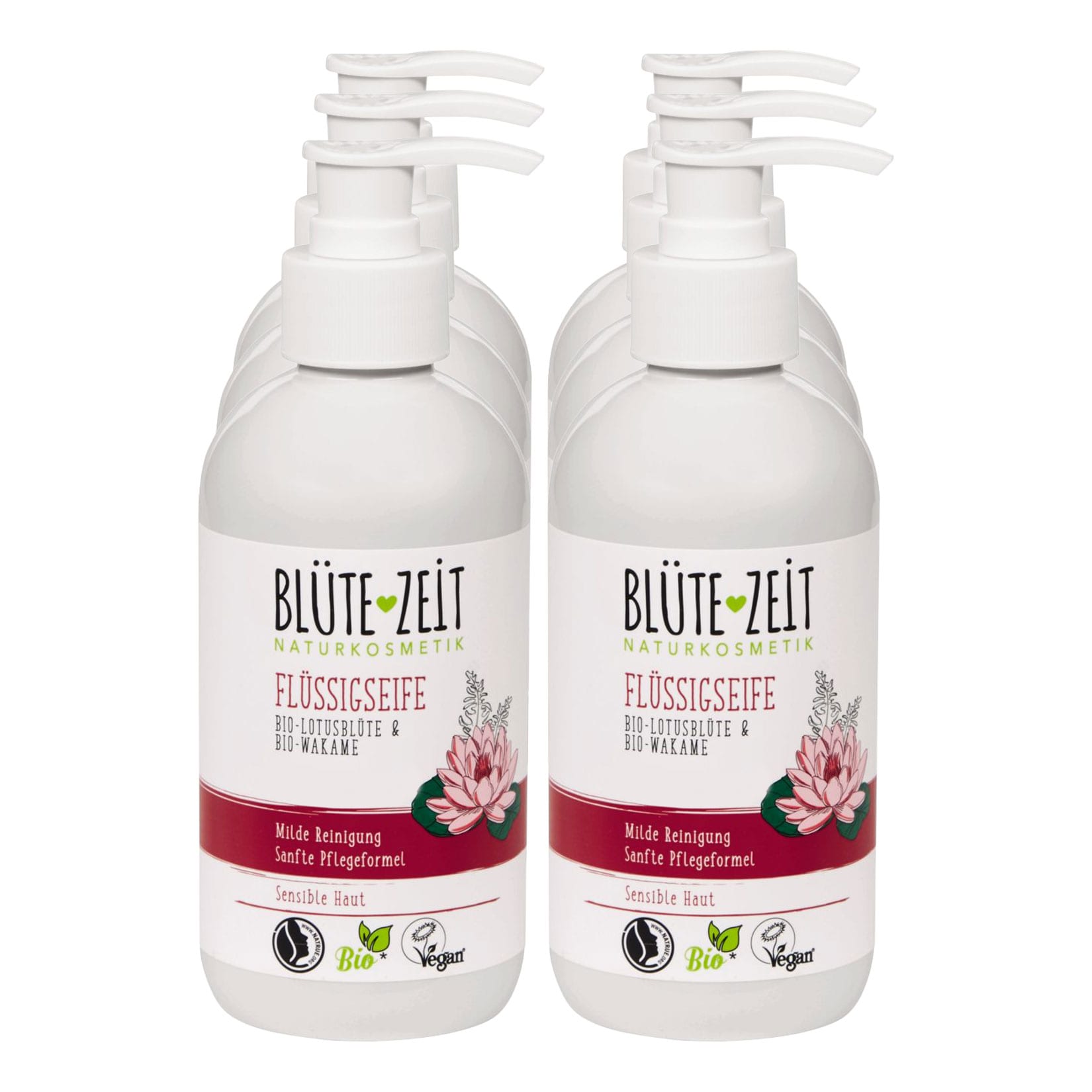 BL&Uuml;TE-ZEIT Fl&uuml;ssigseife Bio Lotusbl&uuml;te & Wakame 300 ml, 6er Pack - Bild 1