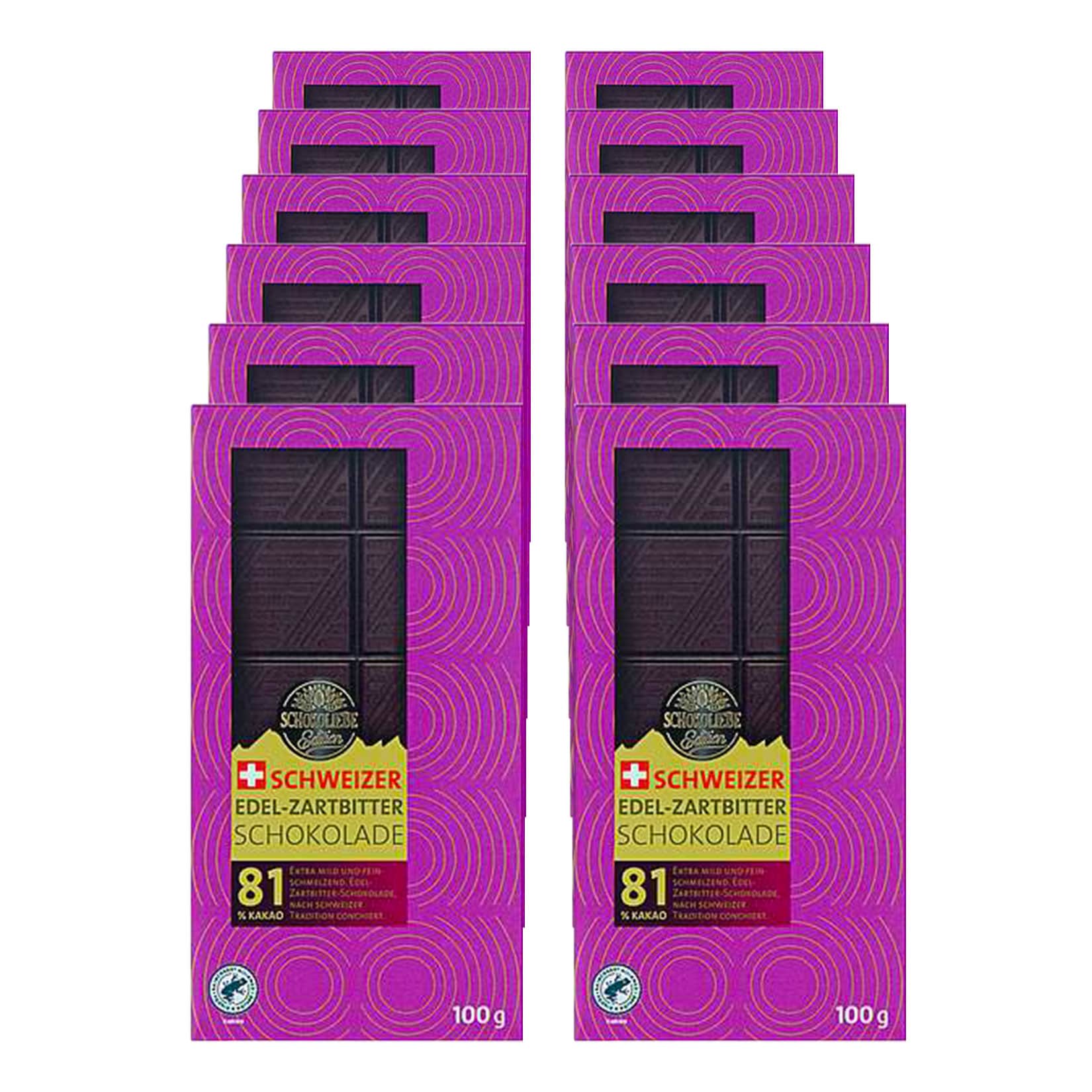 Schokoliebe Choco Edition Edelbitter Schokolade 81% 100 g, 12er Pack - Bild 1