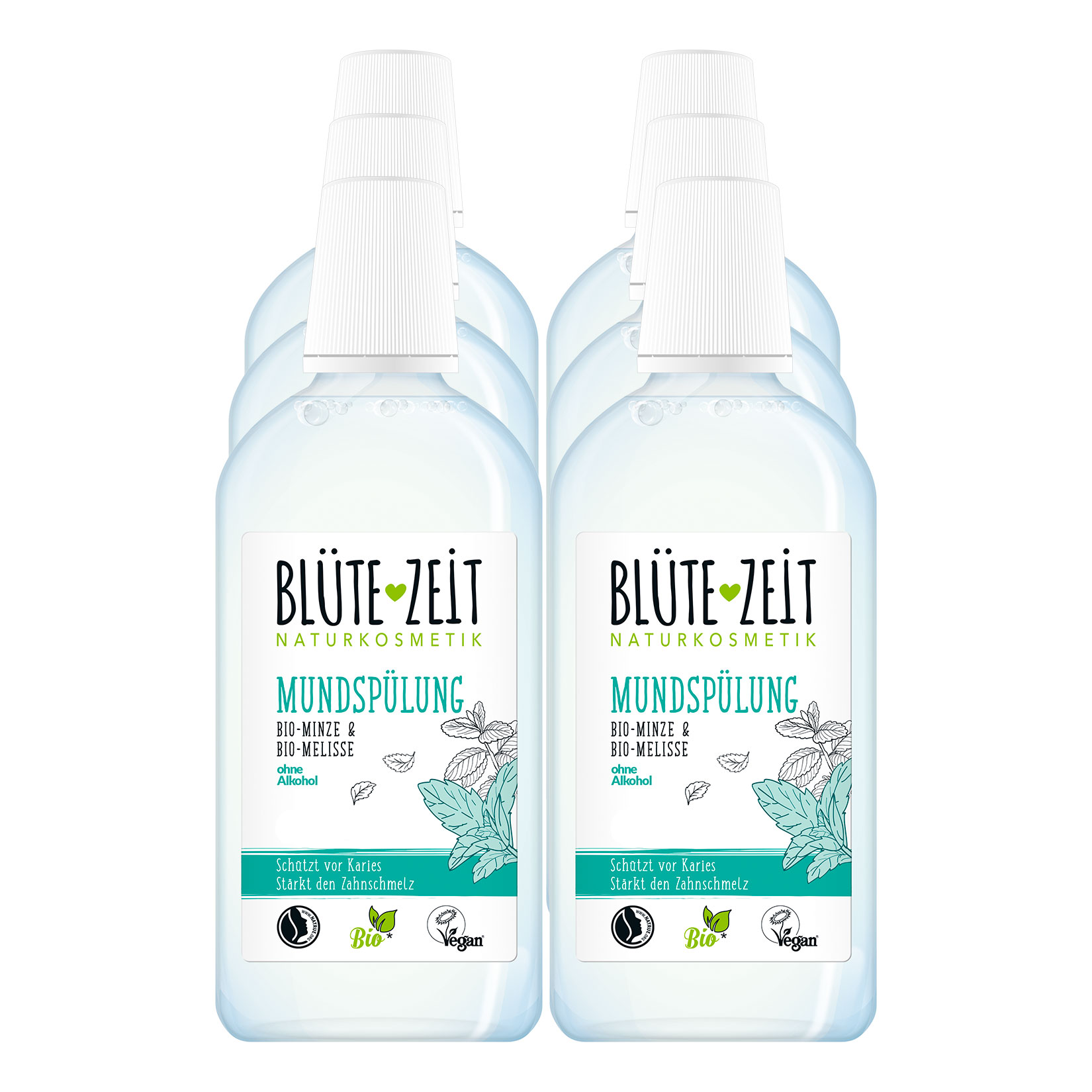 BL&Uuml;TE-ZEIT Mundsp&uuml;lung Bio Minze 500 ml, 6er Pack - Bild 1