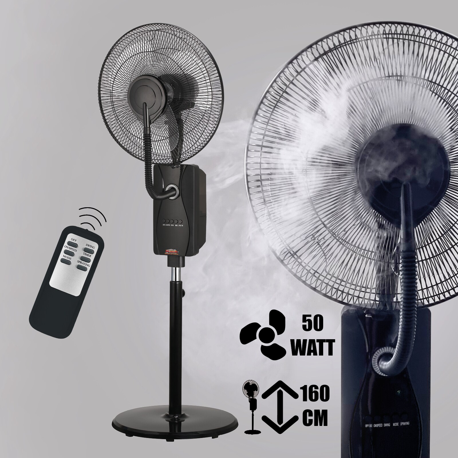 MAUK 16″ Ventilator mit Sprüh – Nebel – Kühlung 80W