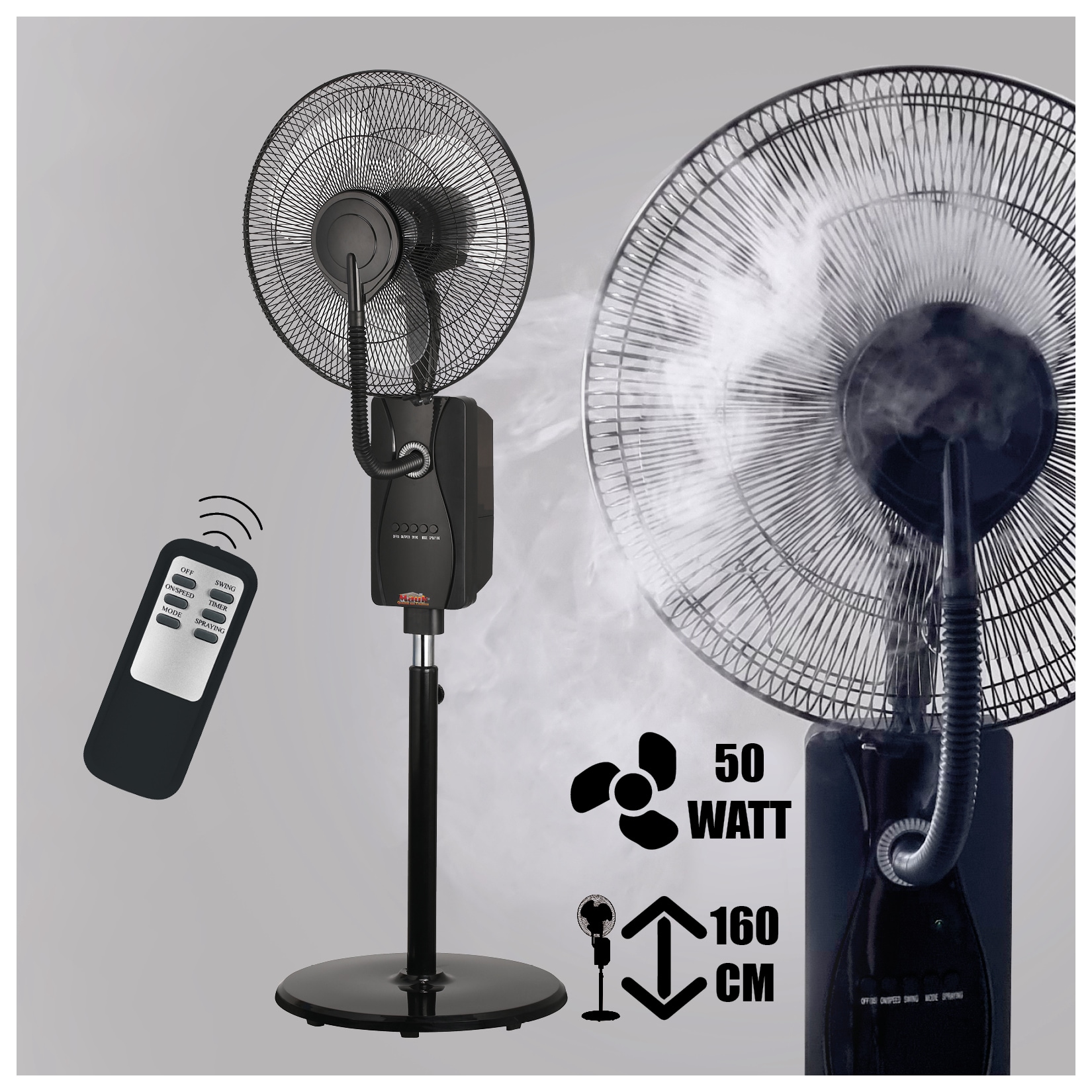 MAUK 16″ Ventilator mit Sprüh – Nebel – Kühlung 80W