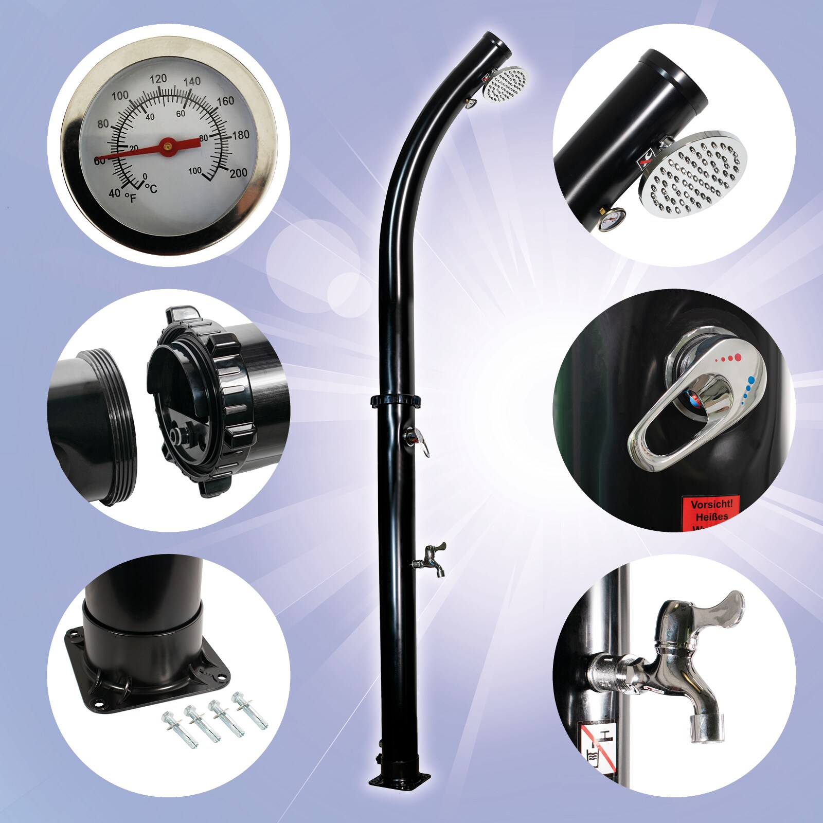 MAUK 18L Solardusche teilbar mit Thermometer | 04043722023885