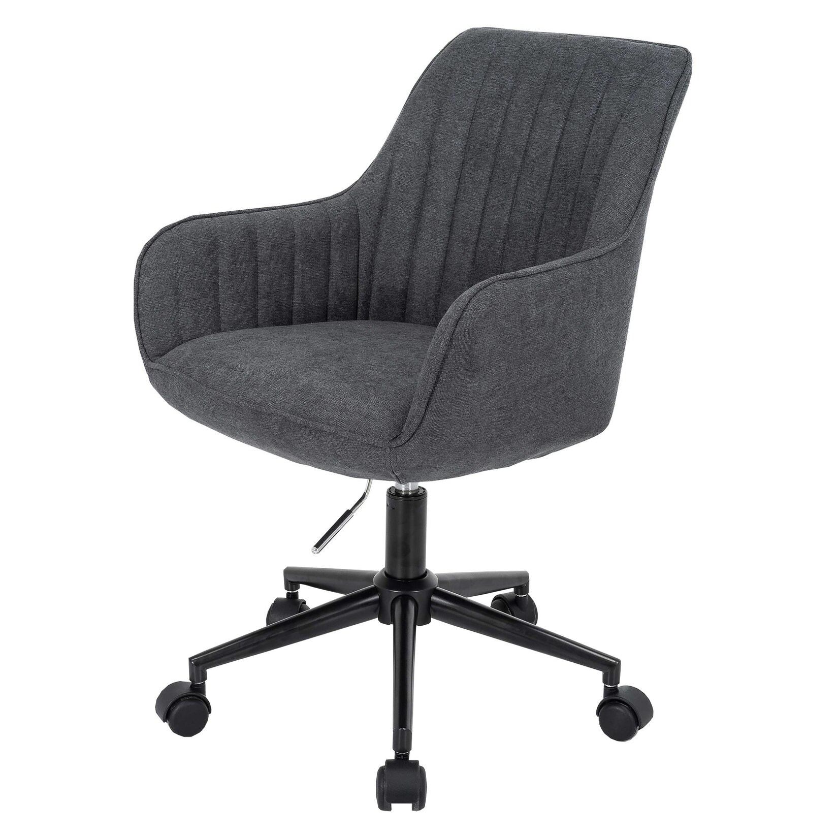 Bürostuhl MCW-J62, Drehstuhl Schreibtischstuhl Lehnstuhl, Stoff/Textil mit Armlehne ~ anthrazit