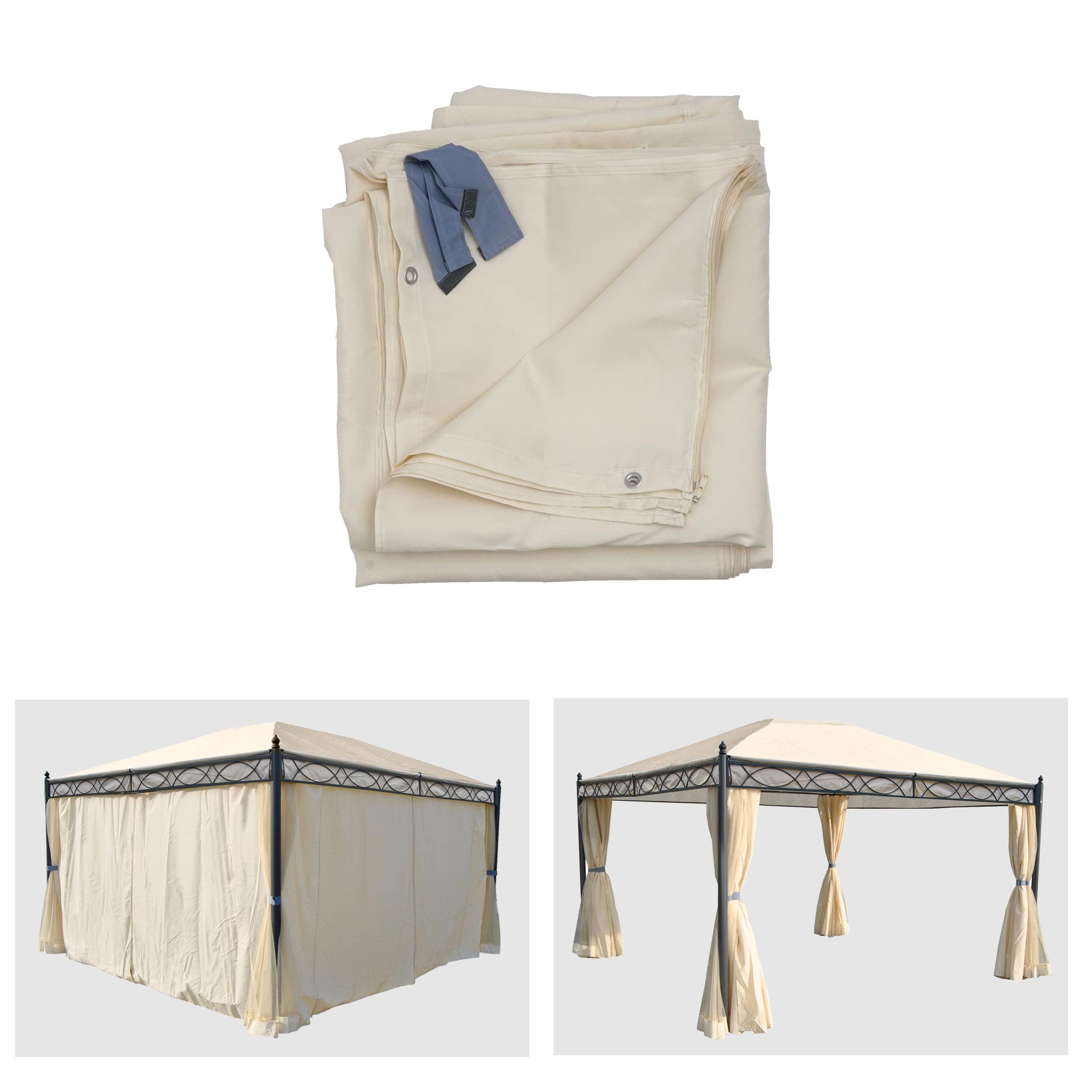 4er-Set Seitenwand f&uuml;r Pergola Calpe, Ersatzseitenwand Pavillon 4x3m, Polyester ~ creme - Bild 1