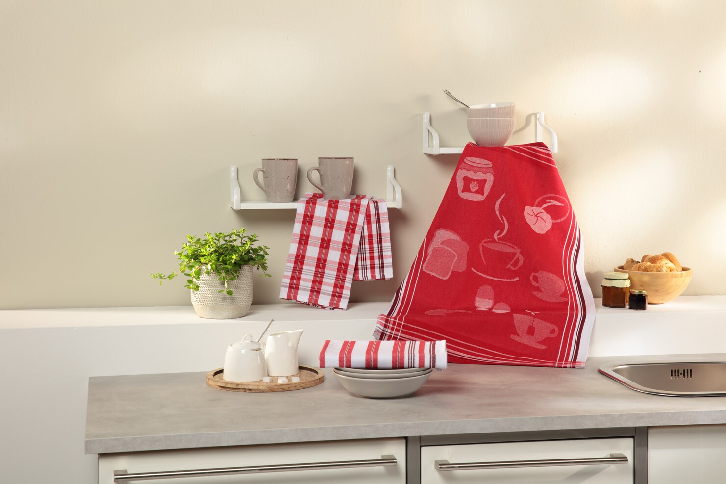 Dekor Geschirrt&uuml;cher 3set Breakfast - versch. Ausf&uuml;hrungen - Bild 1