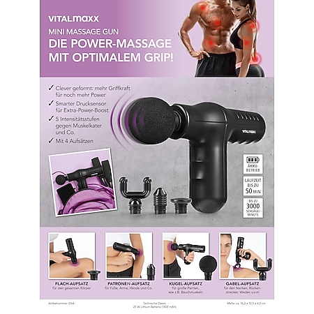 VITALmaxx Mini-Massage Gun Smart Grip 5V schwarz online kaufen bei Netto