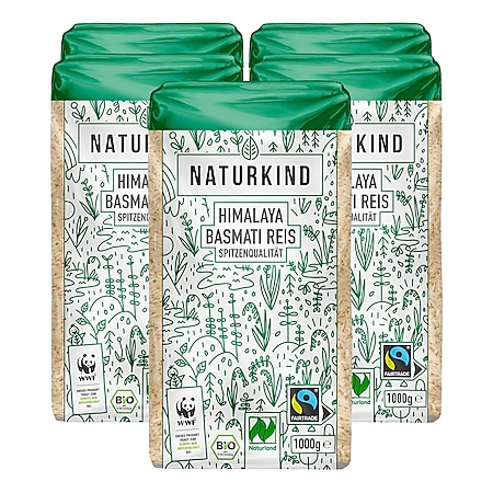 NATURKIND Bio Fairtrade Basmati Reis 1 kg, 5er Pack - Bild 1
