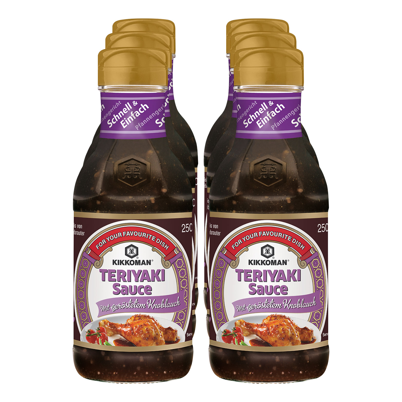 Kikkoman Teriyaki Knoblauch Sauce 250ml, 6er Pack - Bild 1