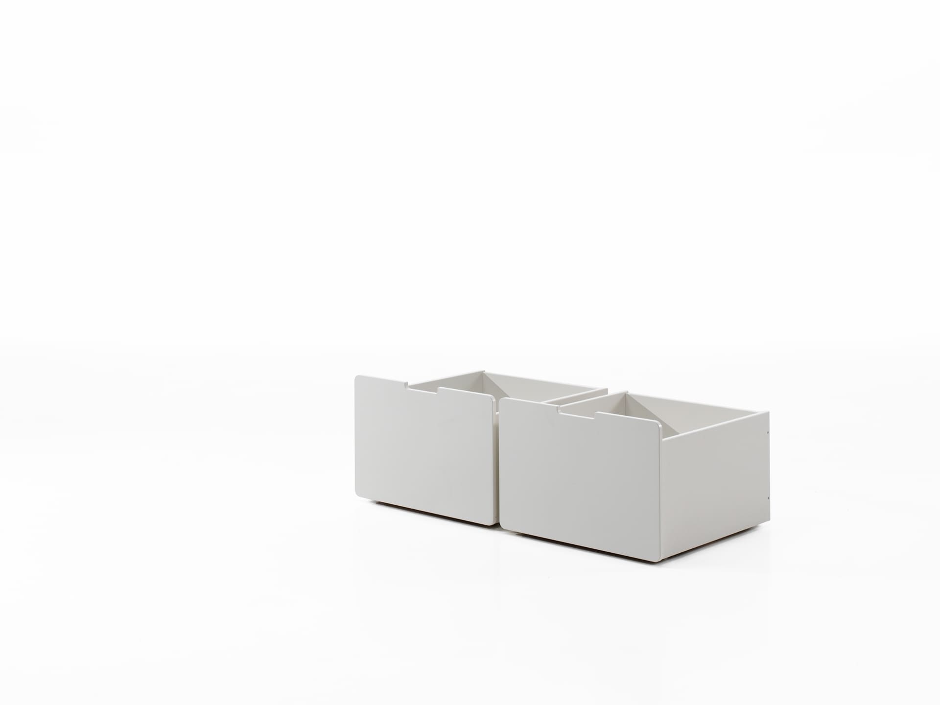 Schubladen-Set, best. aus 2 Schubk&auml;sten auf Rollen, MDF wei&szlig; lackiert - Bild 1