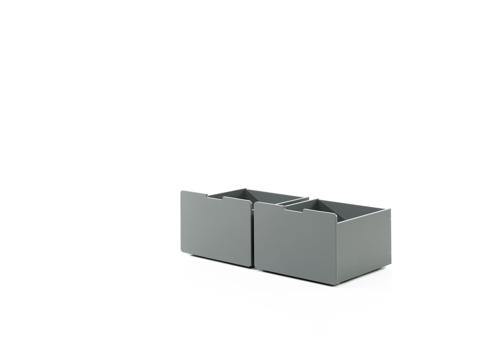 Schubladen-Set, best. aus 2 Schubkästen auf Rollen, MDF grau lackiert