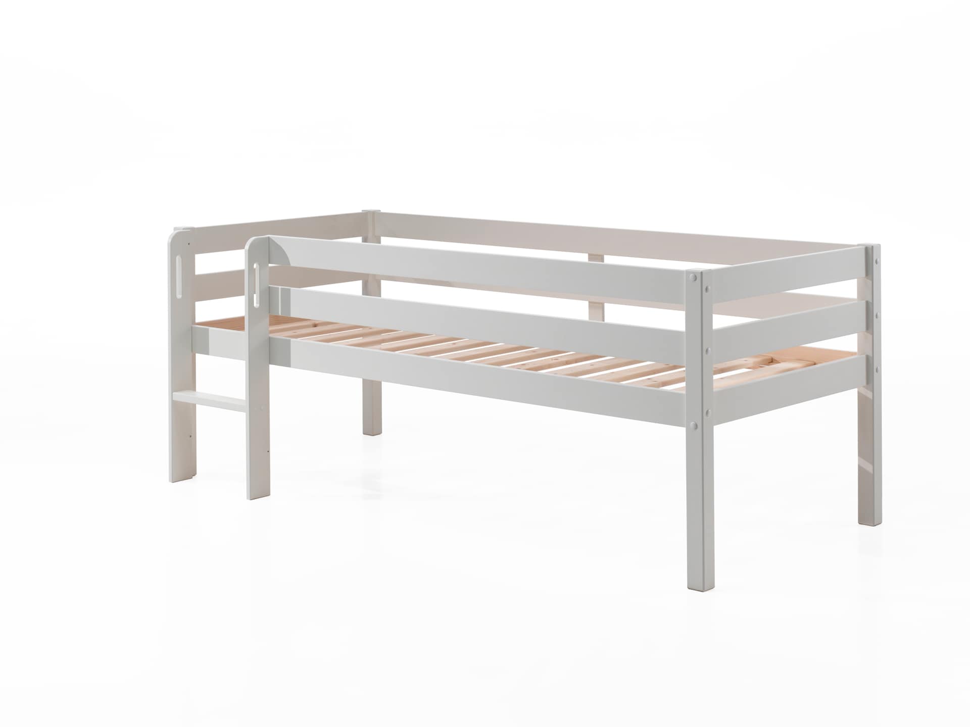 Kojen-Spielbett mit Liegefl&auml;che 90 x 200 cm, inkl. Leiter und Rolllattenrost, Kiefer massiv wei&szlig; lackiert - Bild 1